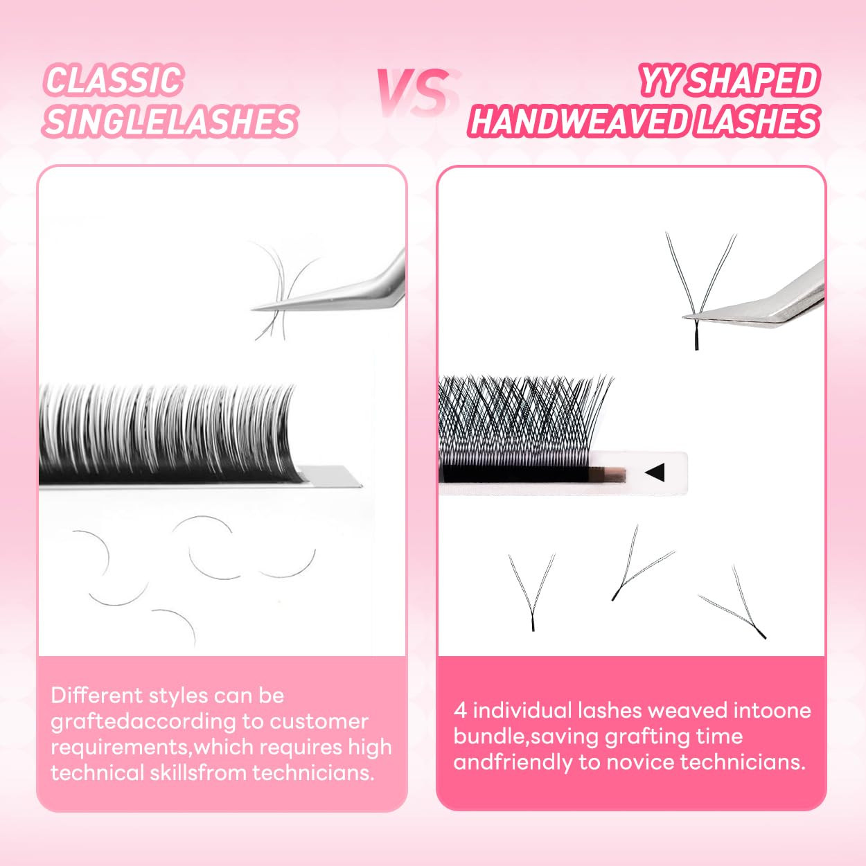 W Eyelash Extensions 5D Volume C Curl 0.07mm 13mm Black Fan W-shaped Lash Extensions Premade