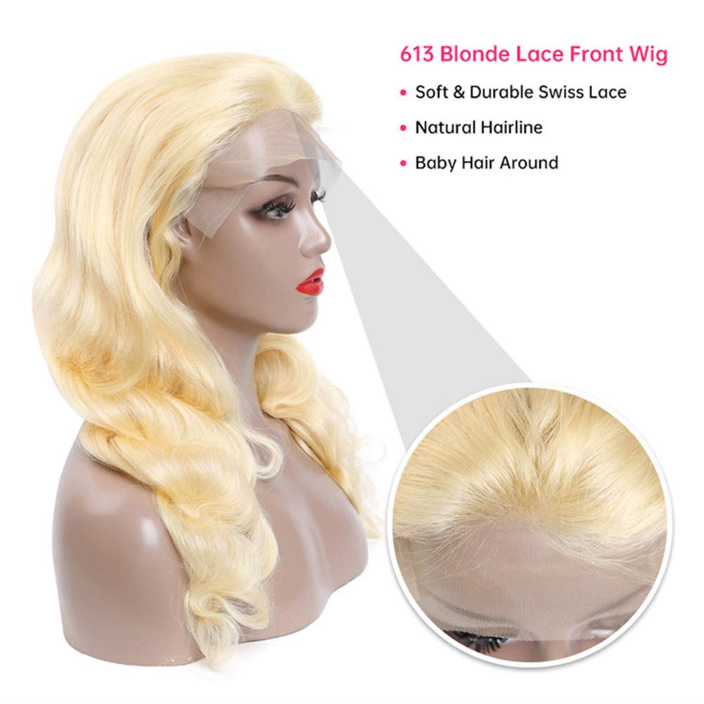 ARIETIS Blonde Body Wave HD Lace Front Wigs Human Hair for Black Women Body Wave 613 Human Hair Wigs Wear and Go 180% Density Pre Plucked with Baby Hair Glueless T-Part Lace Front Wigs 18 Inch