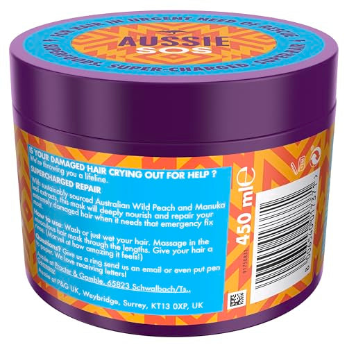 Aussie SOS Supercharged Repair Hair Mask 500ml for Dry and Damaged Hair. Helps Repair and Protect Against Damage Leaving Hair Soft, Smooth and Hydrated for 100 Hours. Vegan Formula