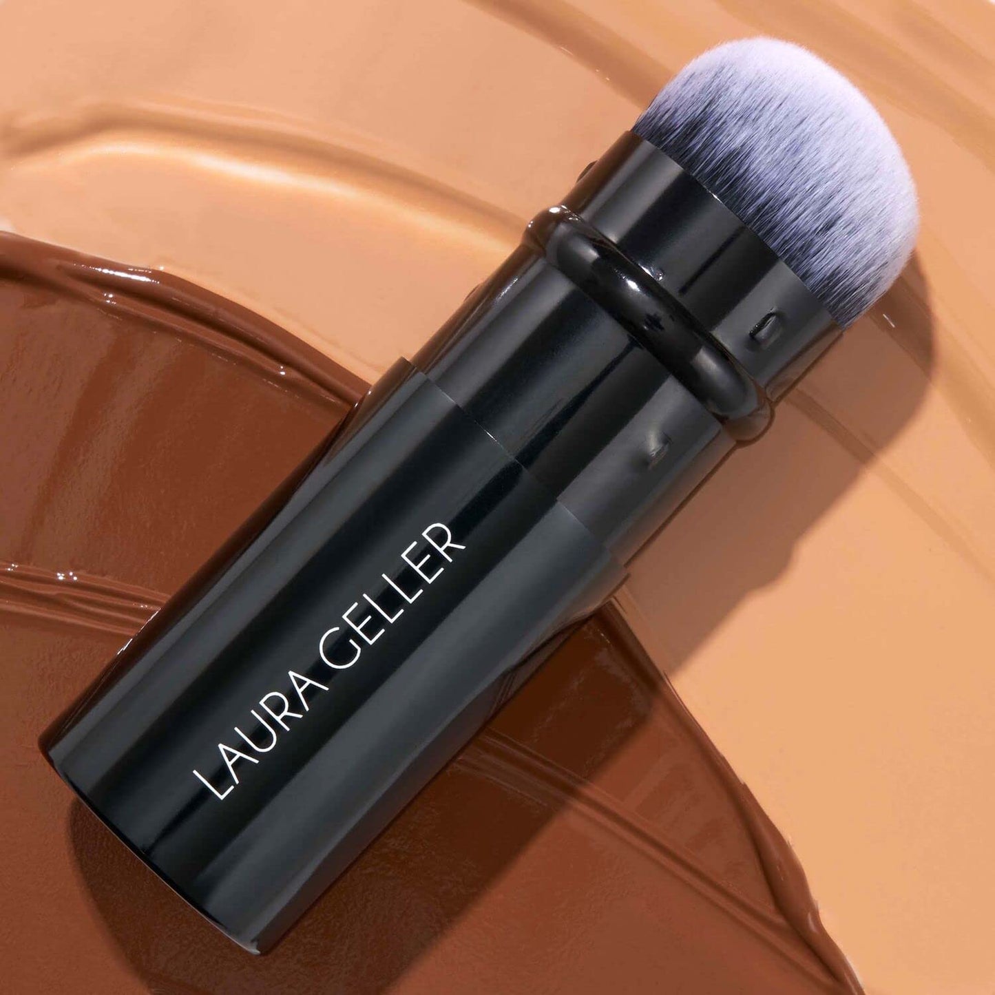 LAURA GELLER NEW YORK Baked Balance-n-Brighten Powder Foundation - Light + Spackle Super-Size Skin Perfecting Makeup Primer - Ethereal Rose Glow + Retractable Airbrush Kabuki Brush