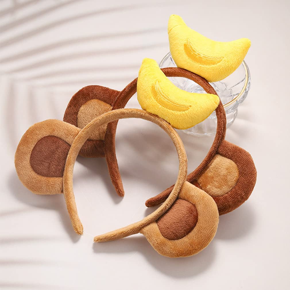 2PCS Cartoon Hair Accessories Lovely Banana Monkey Ears Hairband Festive Funny Props Hair Clips Animal Large Ear Headband