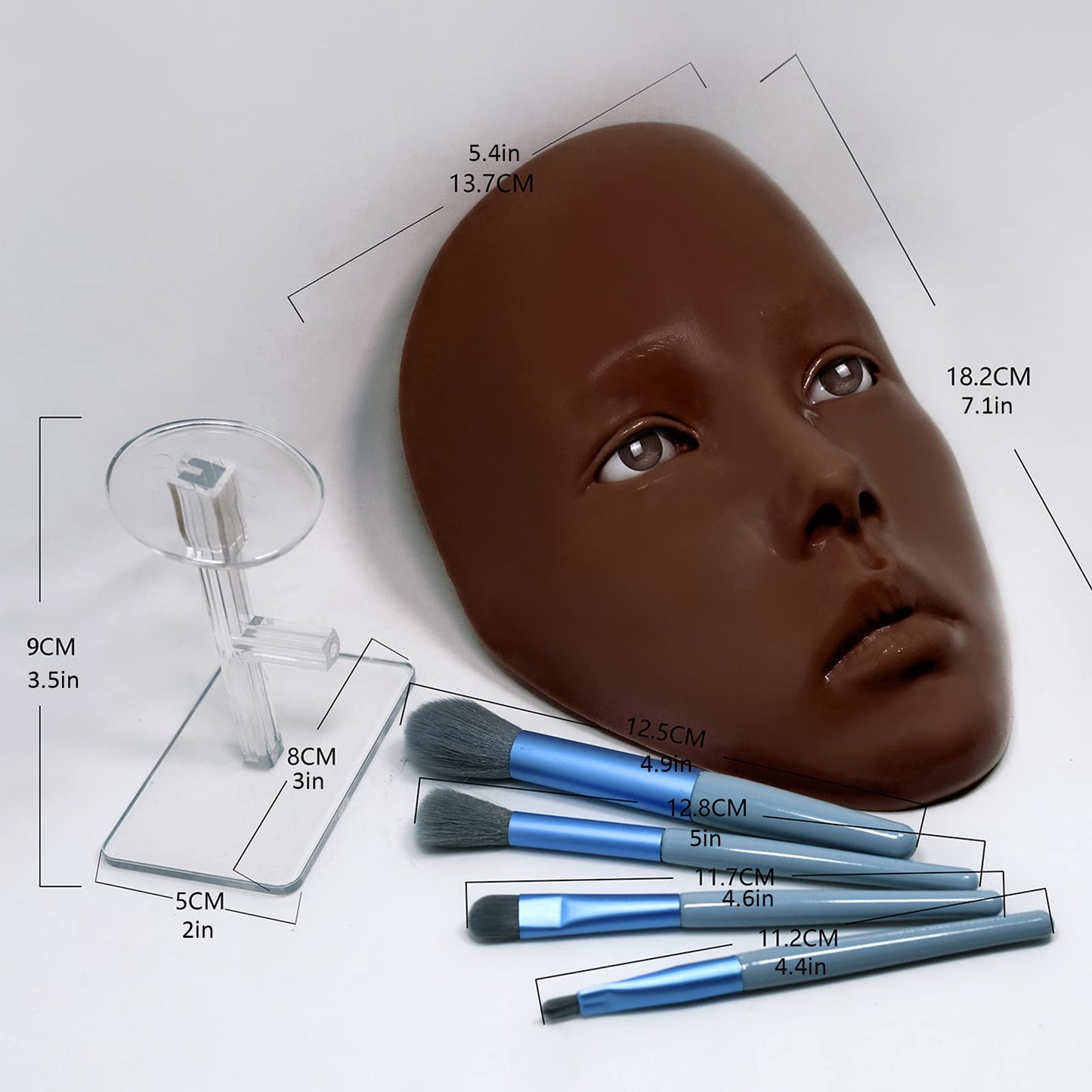 3D makeup Practice Face Board, Silicone Makeup Mannequin Face, Reusable Beginner Practice Eye Makeup Face, Eye Fake Silicone, Makeup Artist Full Face Practice Eyelash Eye Shadow Eyeliner Pen Simulatio