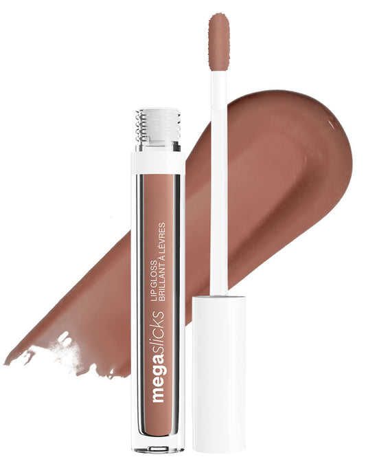 wet n wild MegaSlicks Lip Gloss, Ultra-Glossy, Vitamin-E Enriched, Ultra-Gloss High Shine Moisturizing, Cruelty-Free & Vegan - Nude Mood