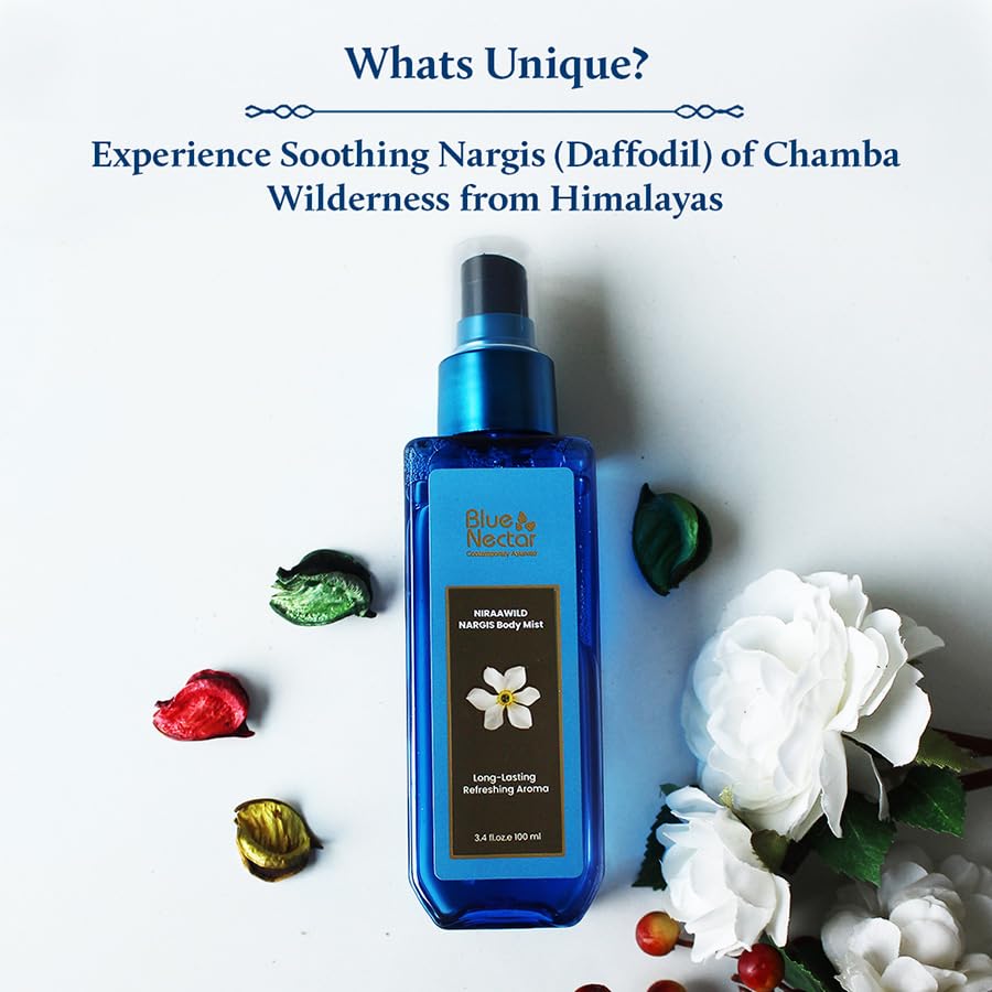 Blue Nectar Chamba Wild Nargis Body Mist for long lasting freshness and aromatic body odor (3.4 Fl oz)