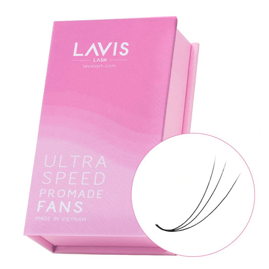 LAVISLASH 500 Ultraspeed Promade Fans Handmade Volume Eyelashes | Ultra Speed Eyelash Extension | 3D To 16D Fans | 0.03/0.05/0.07mm Thickness | C/CC/D Curl | 8-16mm Length(3D-0.07-D-15mm)