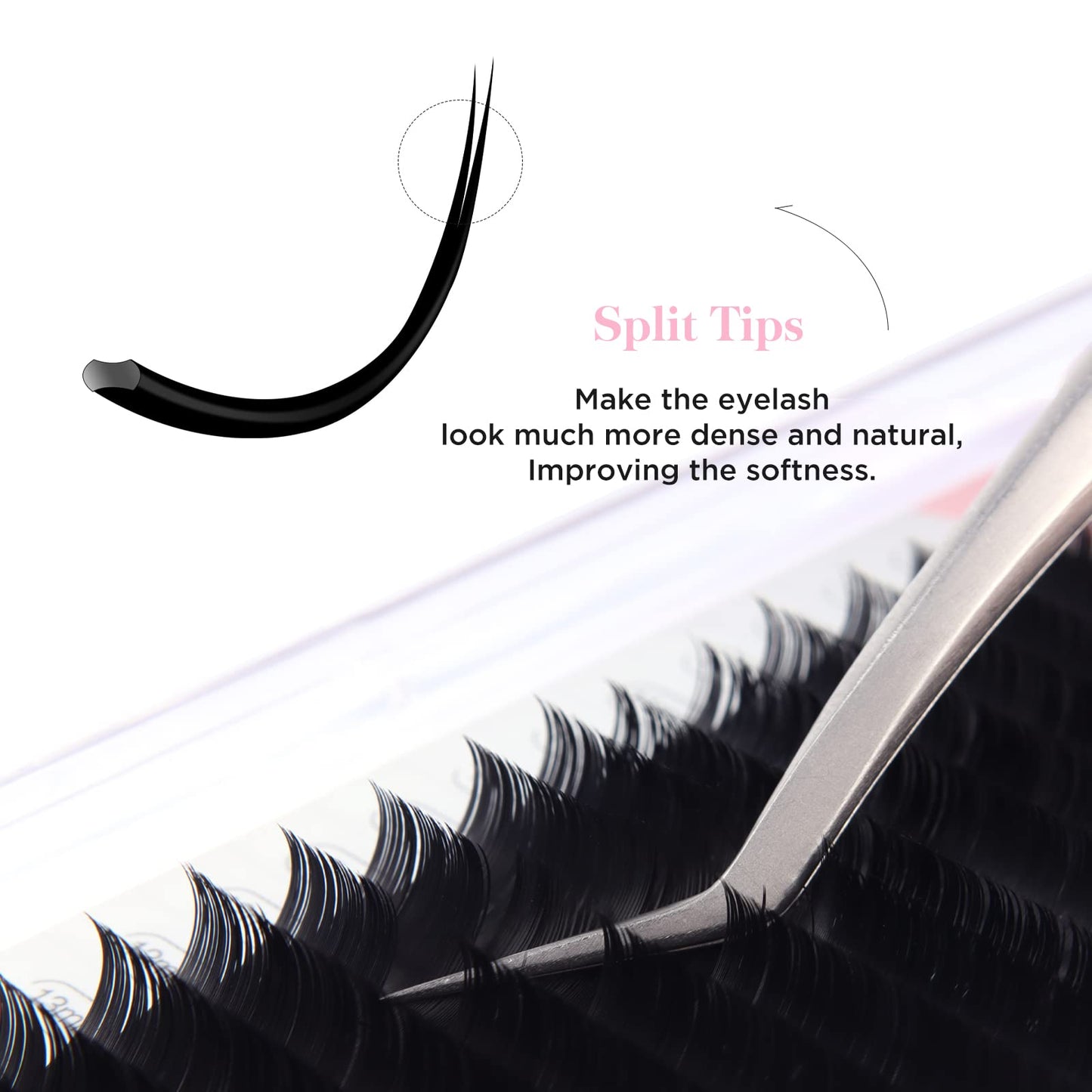 BEYELIAN Eyelash Extensions, Individual Lashes, 0.20mm D Curl 12mm Super Matte Classic Lash Extensions, Ellipse Flat Eyelash Extension, Light and Soft Natural Look for Professional Salon Use