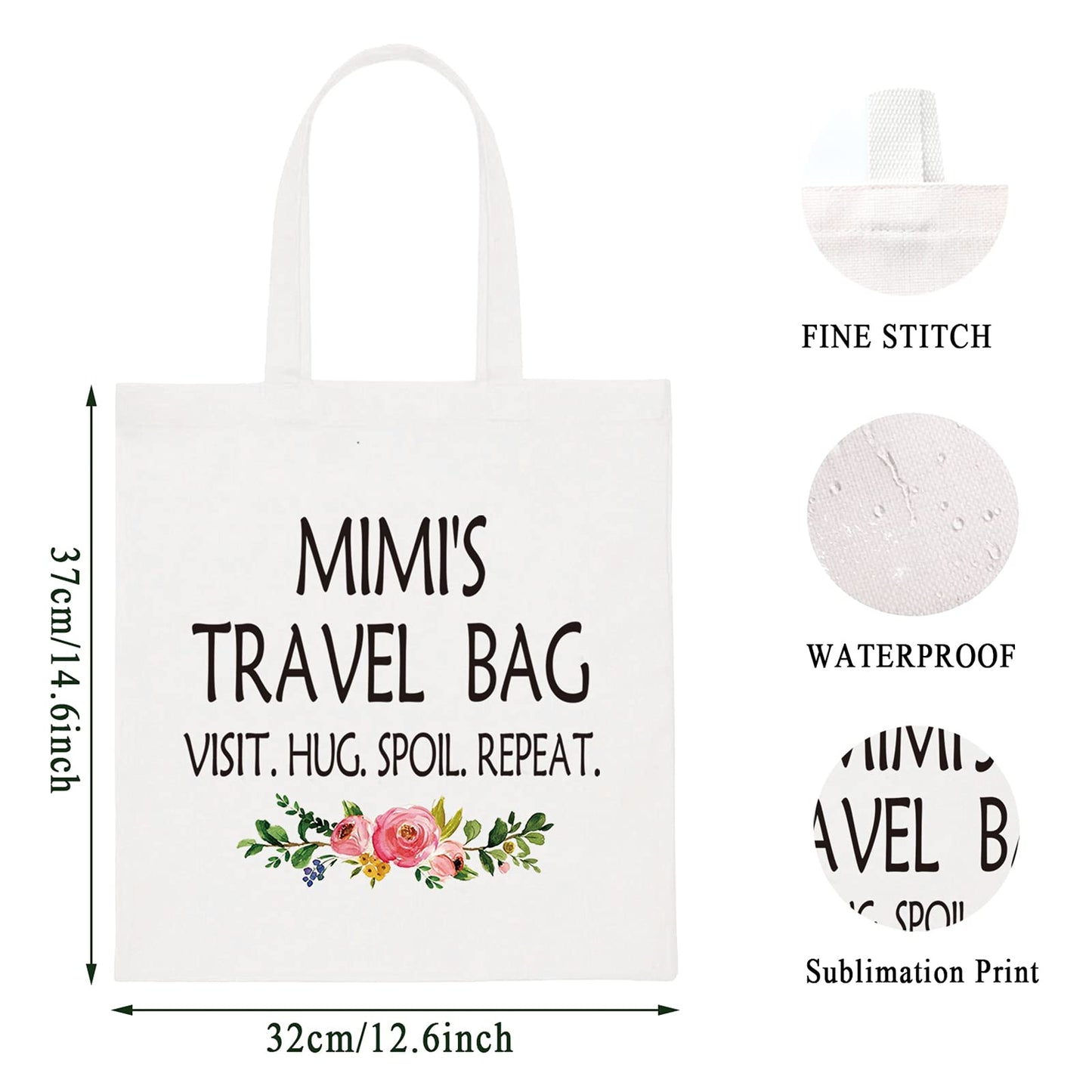 WCGXKO Mimi Gift Mimi Mother's Day Gift Grandma Birthday Gift Travel Gift Cosmetics Bag (MIMI'S TRAVEL tote)