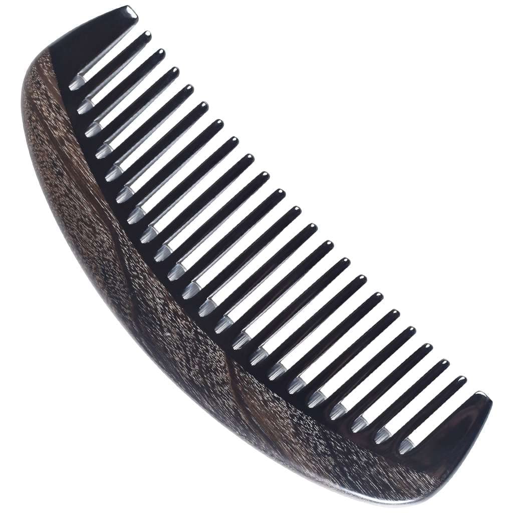 Onedor Handmade 100% Natural Chacate Preto Wood Hair Combs - Anti-Static Sandalwood Scent Natural Hair Detangler Wooden Comb (Oval Wide Tooth Fine Tooth Set)