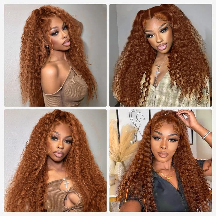 Oxeyegirl Chocolate Brown 13x4 Deep Wave Human Hair HD Lace Frontal Wigs Human Hair Pre Plucked #4 Light Brown 150% Density Deep Curly Wave Colored Human Hair Wigs for Black Women 18 Inch