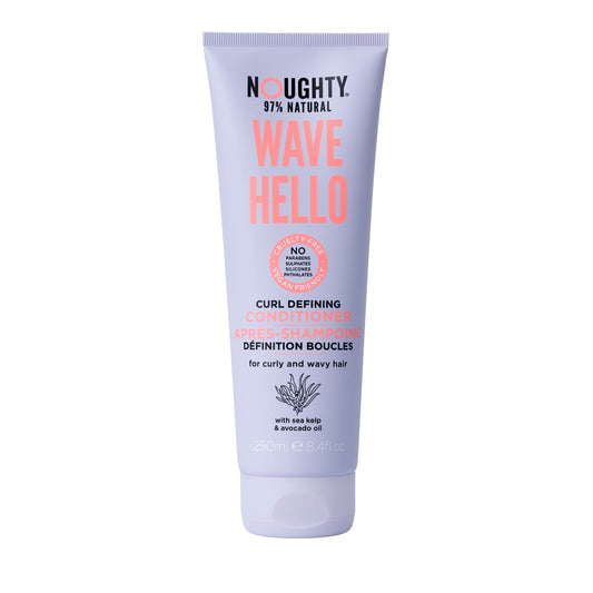 Noughty 97% Natural Wave Hello Curl Defining Conditioner, to Condition, Soften and Define Curls with Sea Kelp Extract and Avocado Oil, Sulphate Free Vegan Haircare 250ml