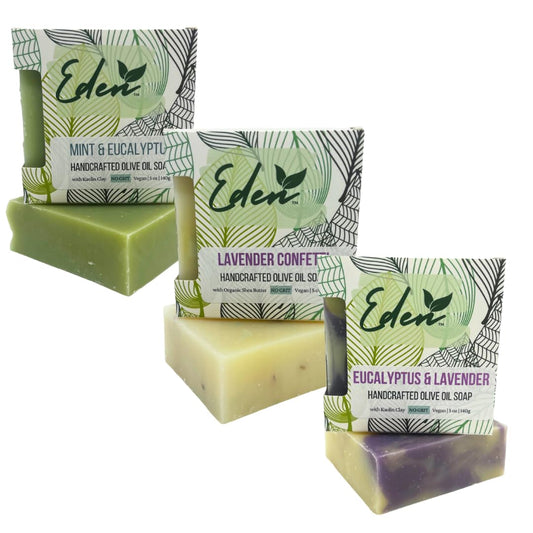 Eden Daily Essentials - Natural Handmade Soap Bar, 3 Pack - Choose between Men Soaps / Masculine Scents, Women Soaps / Feminine Scents, Floral, Fresh, Variety Scents - All Natural Scented with