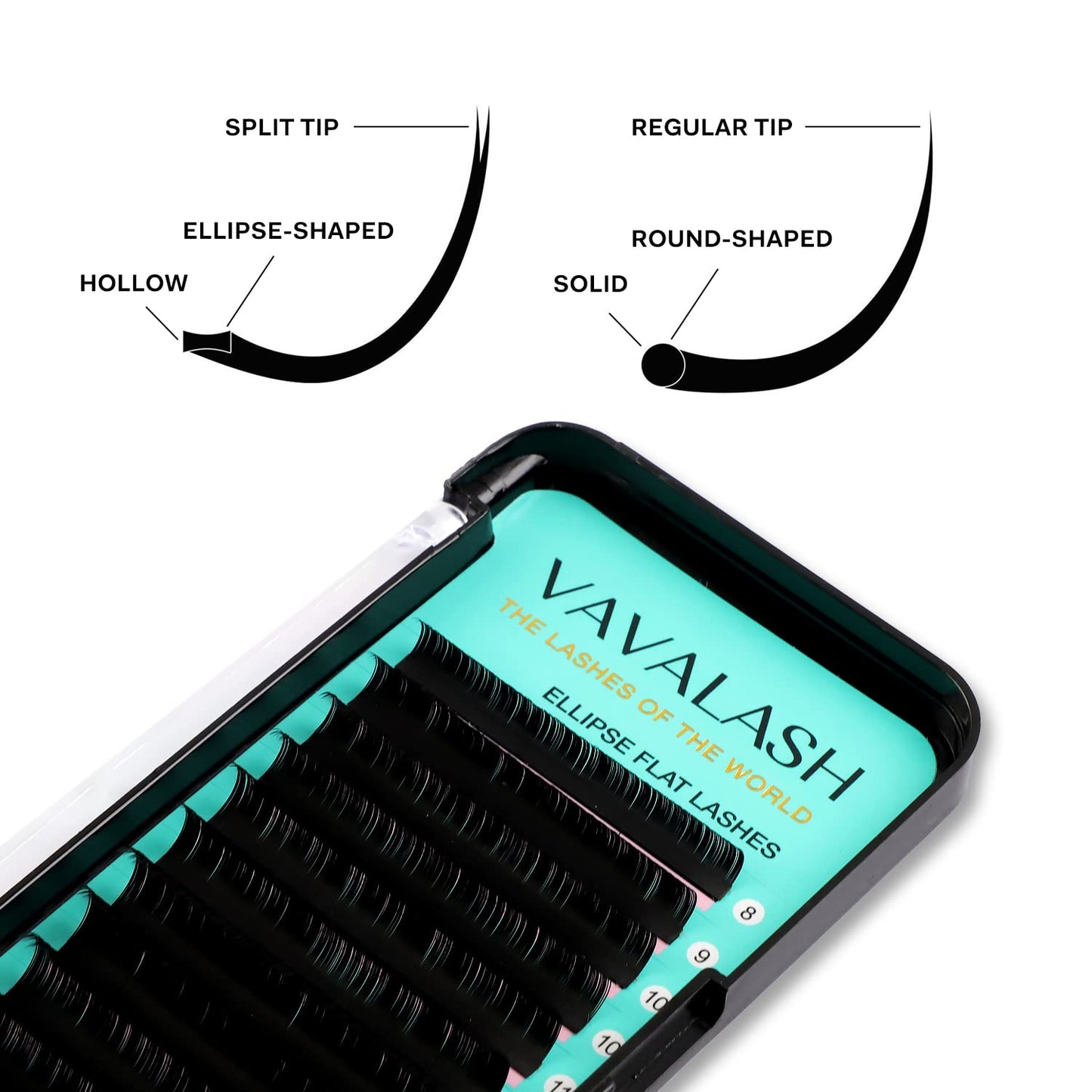 Ellipse Eyelash Extensions 0.25mm C Curl 14mm Flat Eyelash Extension Supplies Light Lashes Matte Individual Eyelashes Salon Use Black Mink False Lashes Mink Lashes Extensions(C-0.25-14mm)