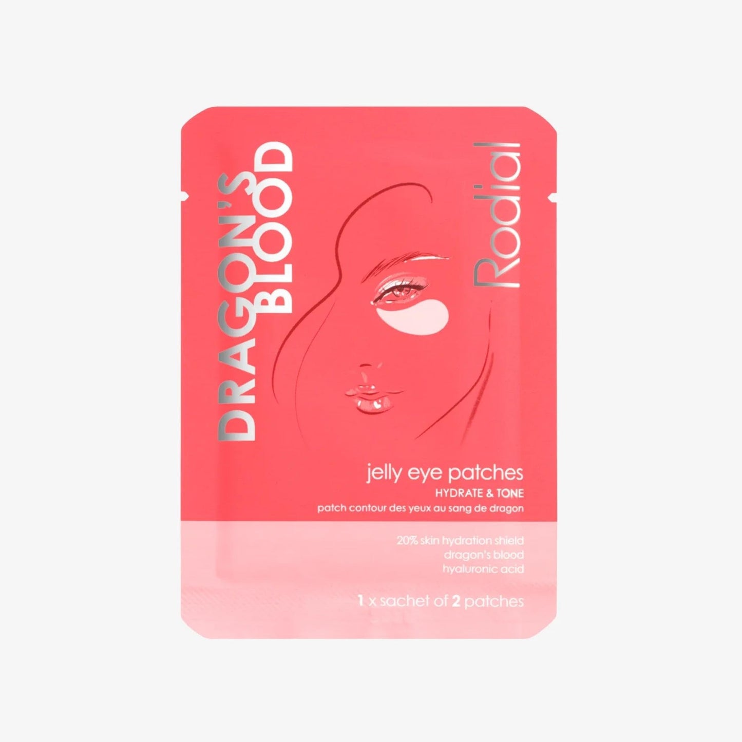 Rodial Dragon's Blood Jelly Eye Patches (4 Sachets), Elisticity and Firmness, Hyaluronic acid and Dragon's Blood for Plumping and Deep Hydration, Makeup Prep