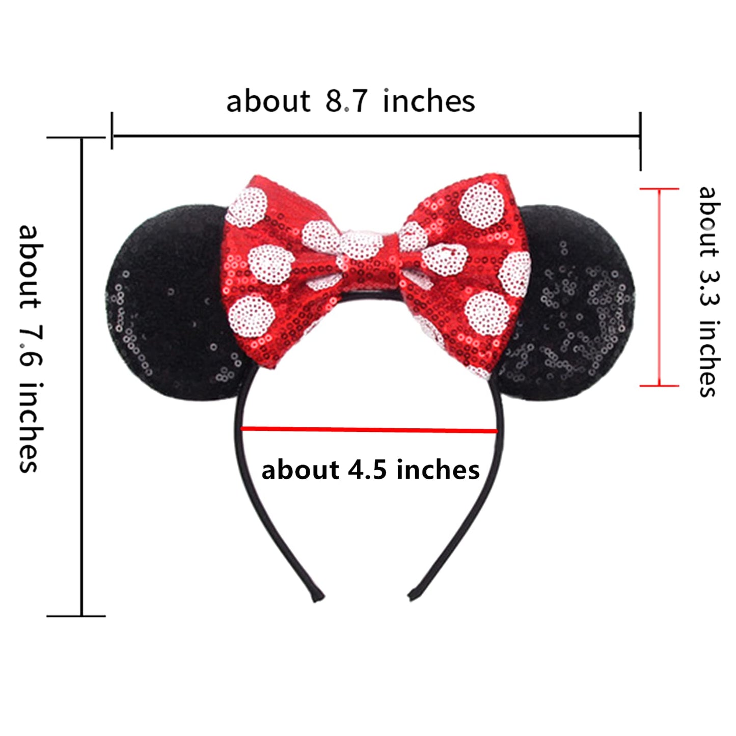 JOYFISCO Mouse Ears Headbands Shiny Bow Mouse Ears Headband Glitter Party Princess Decoration Cosplay Costume for Women Girls