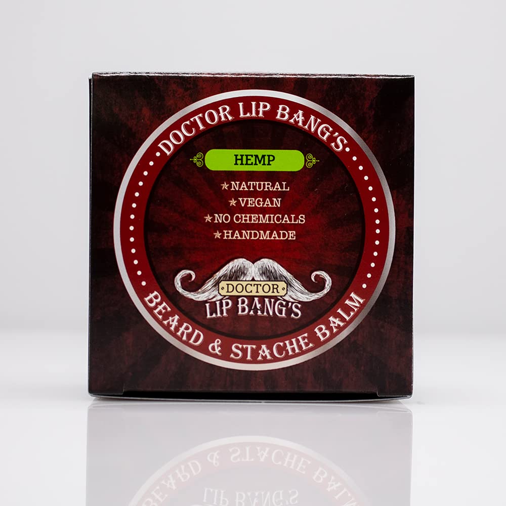 Doctor Lip Bang's Vegan Beard and Stache Balm | Hemp | Cruelty-Free | 100% All Natural | Paraben-Free | Made in the United States | Great for Grooming Beards and Mustaches