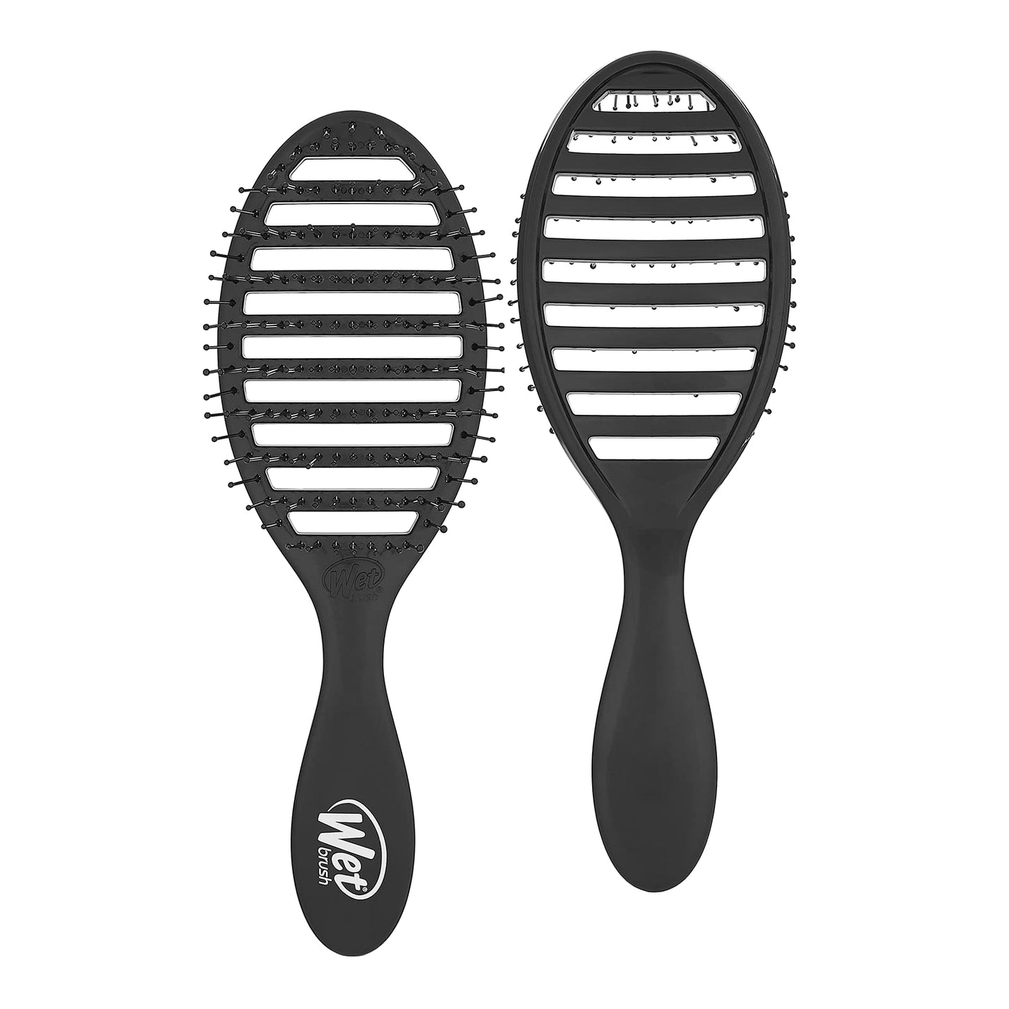 Wet Brush Speed Dry Hair Brush, Black - Vented Design & Ultra Soft HeatFlex Bristles Are Blow Dry Safe With Ergonomic Handle Manages Tangle and Uncontrollable Hair - Pain-Free Hair (Pack of 2)