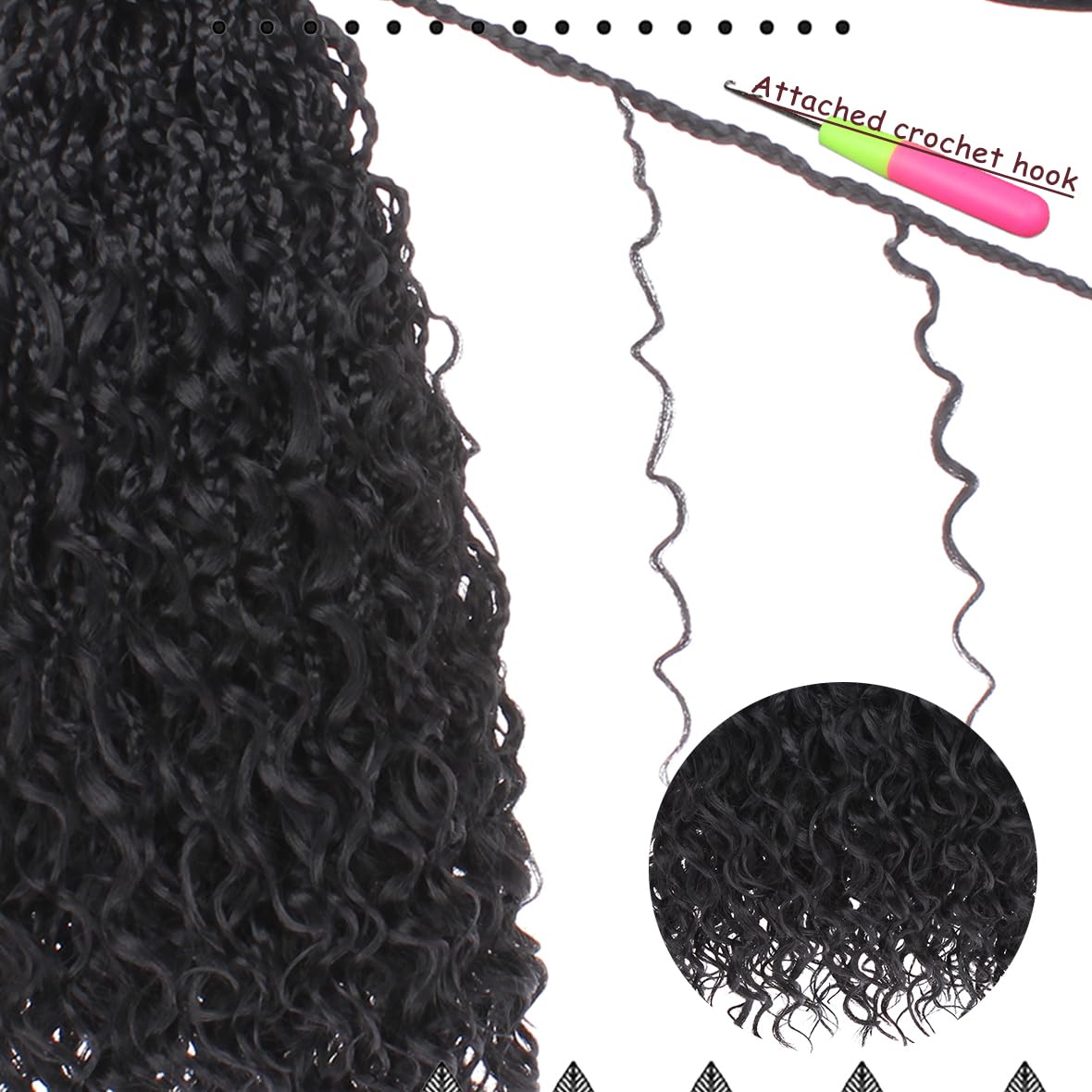 Beverlee Goddess Box Braids Crochet Hair 12 Inch Boho Box Braids 8 Packs Bohemian Box Braids Crochet Hair Crochet Box Braids with Curly Ends Pre-looped Crochet Hair for Black Women