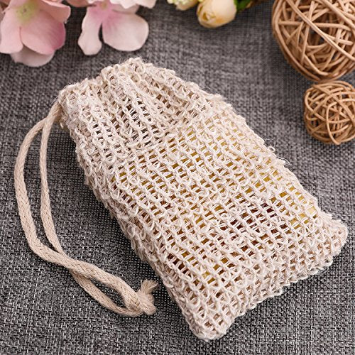 15 Pieces Soap Saver Bag Soap Pouch Sisal Mesh Soap Bag Drawstring (Natural)