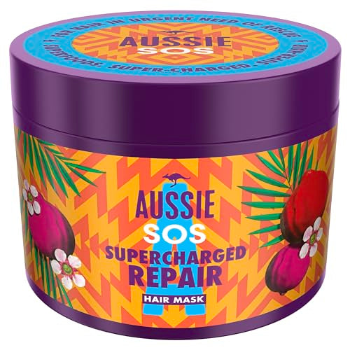 Aussie SOS Supercharged Repair Hair Mask 500ml for Dry and Damaged Hair. Helps Repair and Protect Against Damage Leaving Hair Soft, Smooth and Hydrated for 100 Hours. Vegan Formula