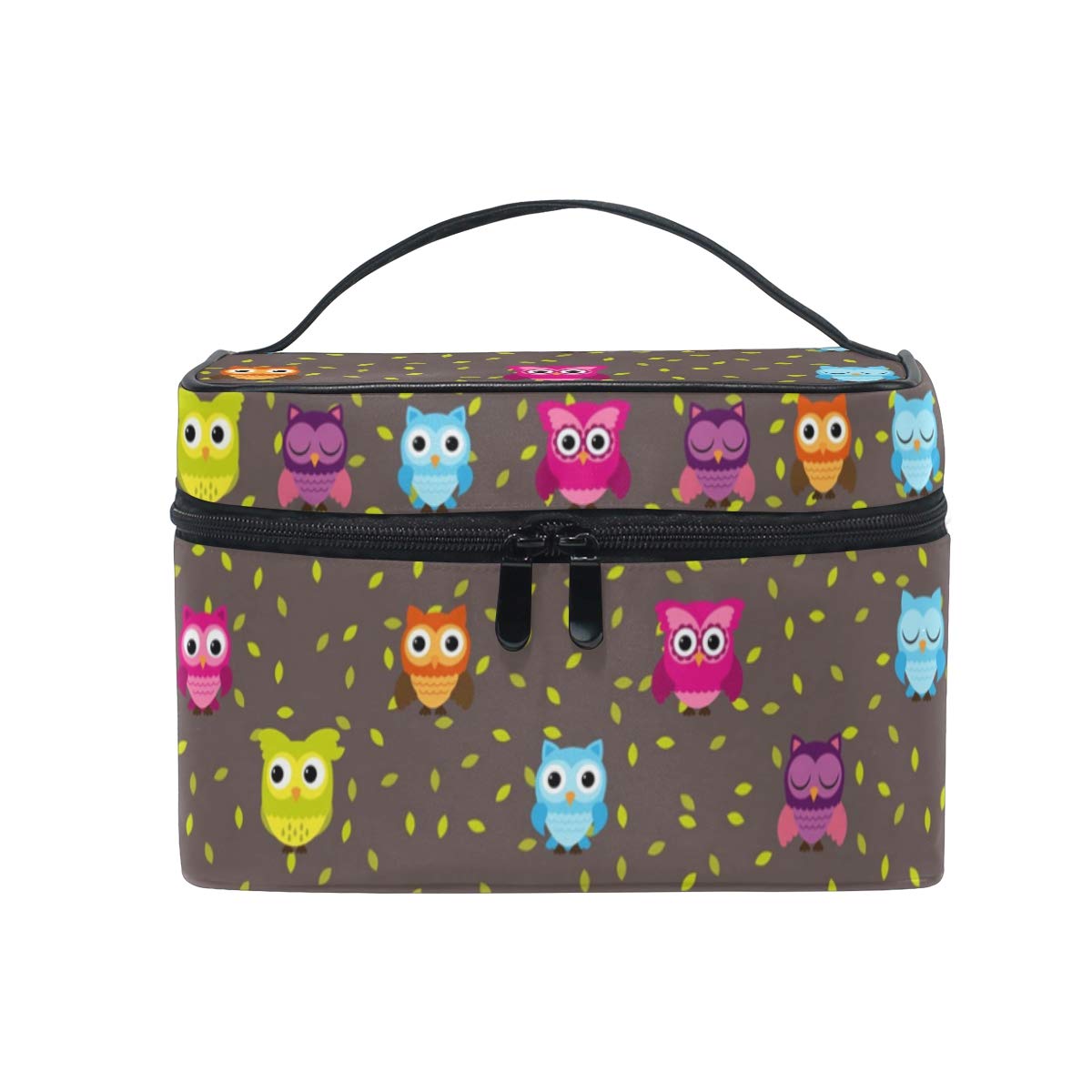 ZOEO Owl Makeup Bag Overnight Makeup Train Case Korean Carrying Portable Zip Travel Cosmetic Brush Bag Organizer Large Jewelry Storage for Girls Women