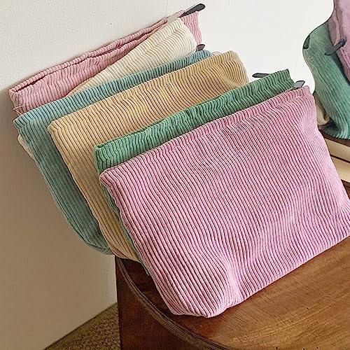 Cosmetic Bags for Women Makeup Bag Large Capacity Purse Travel Toiletry Zipper Storage Pouch Make up Brushes Organizer for Gifts (Corduroy, Grass Green)