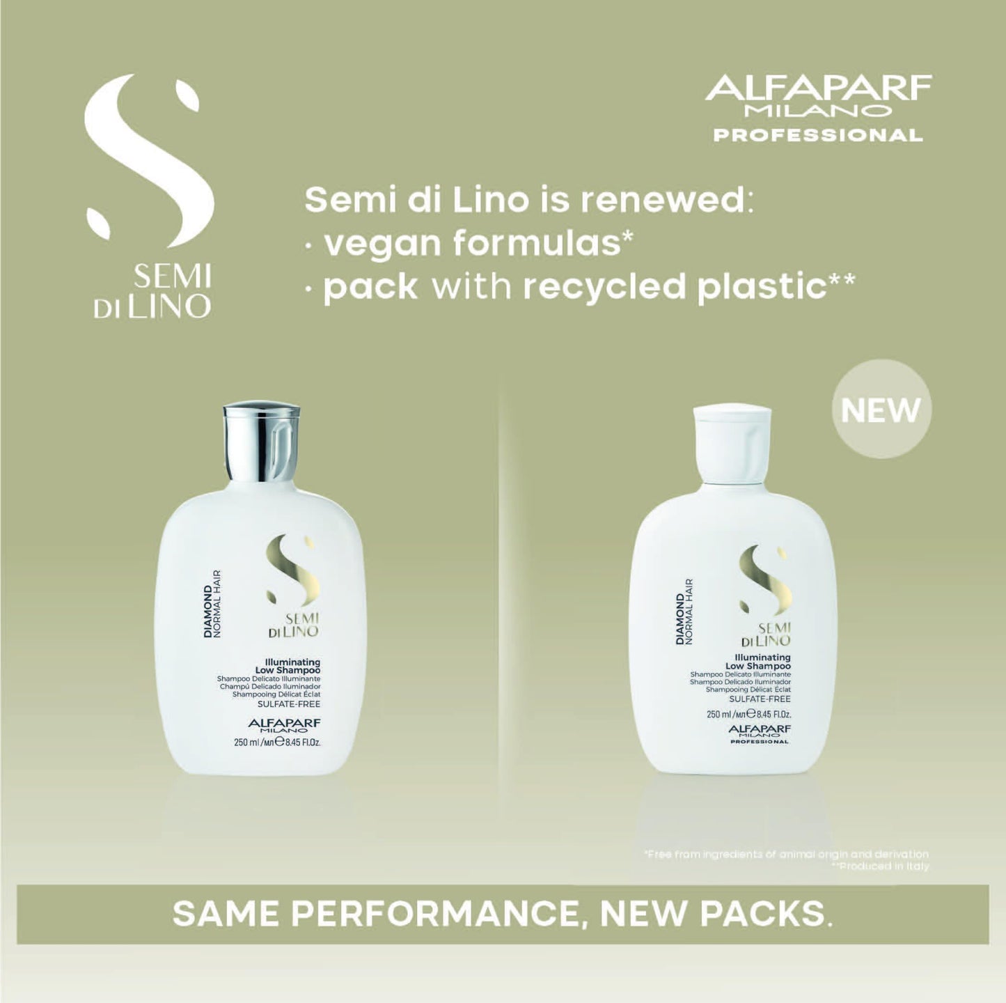 ALFAPARF MILANO Semi Di Lino Diamond Illuminating Shampoo (8.45 oz) + Conditioner (6.76 oz) - for Color Treated Hair - Sulfate & Paraben Free - Professional Salon Quality