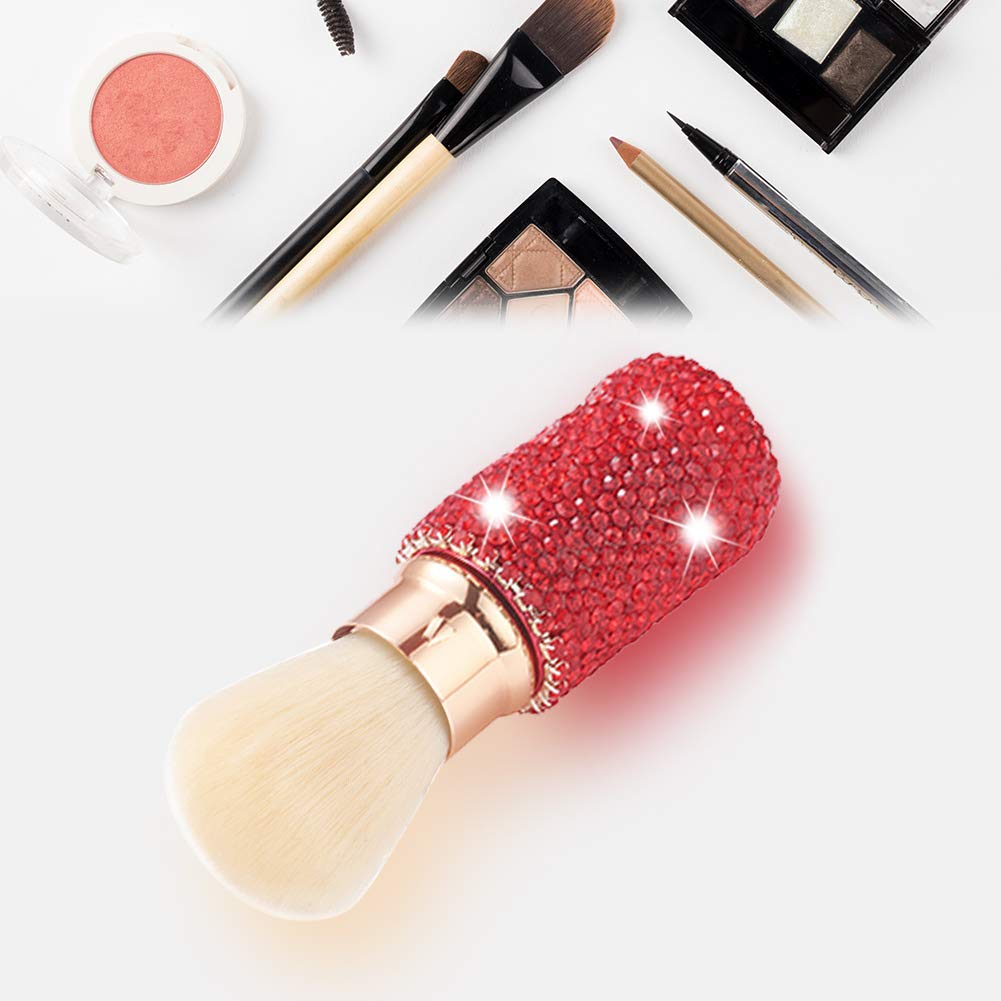 XhuangTech Bling Make Up Brush Crystal Makeup Travel Brushes Blusher Rhinestone Cover Foundation Highlight Blush Cosmetic Tools (Red)