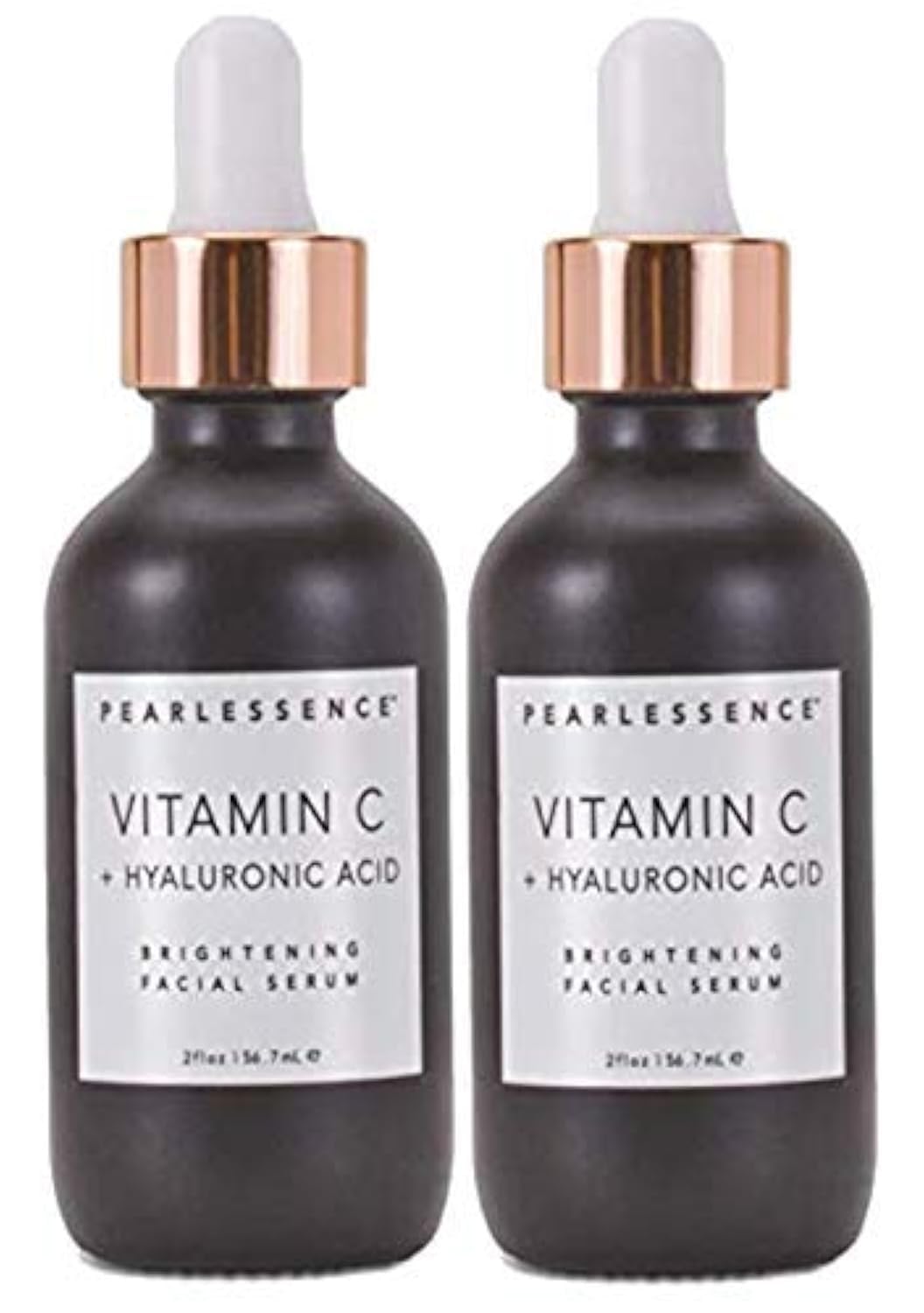 Pearlessence Brightening Facial Serum with Vitamin C & Hyaluronic Acid - Powerful Hydration to Help Plump & Brighten Skin | USA Made (2 oz, 2 Pack)