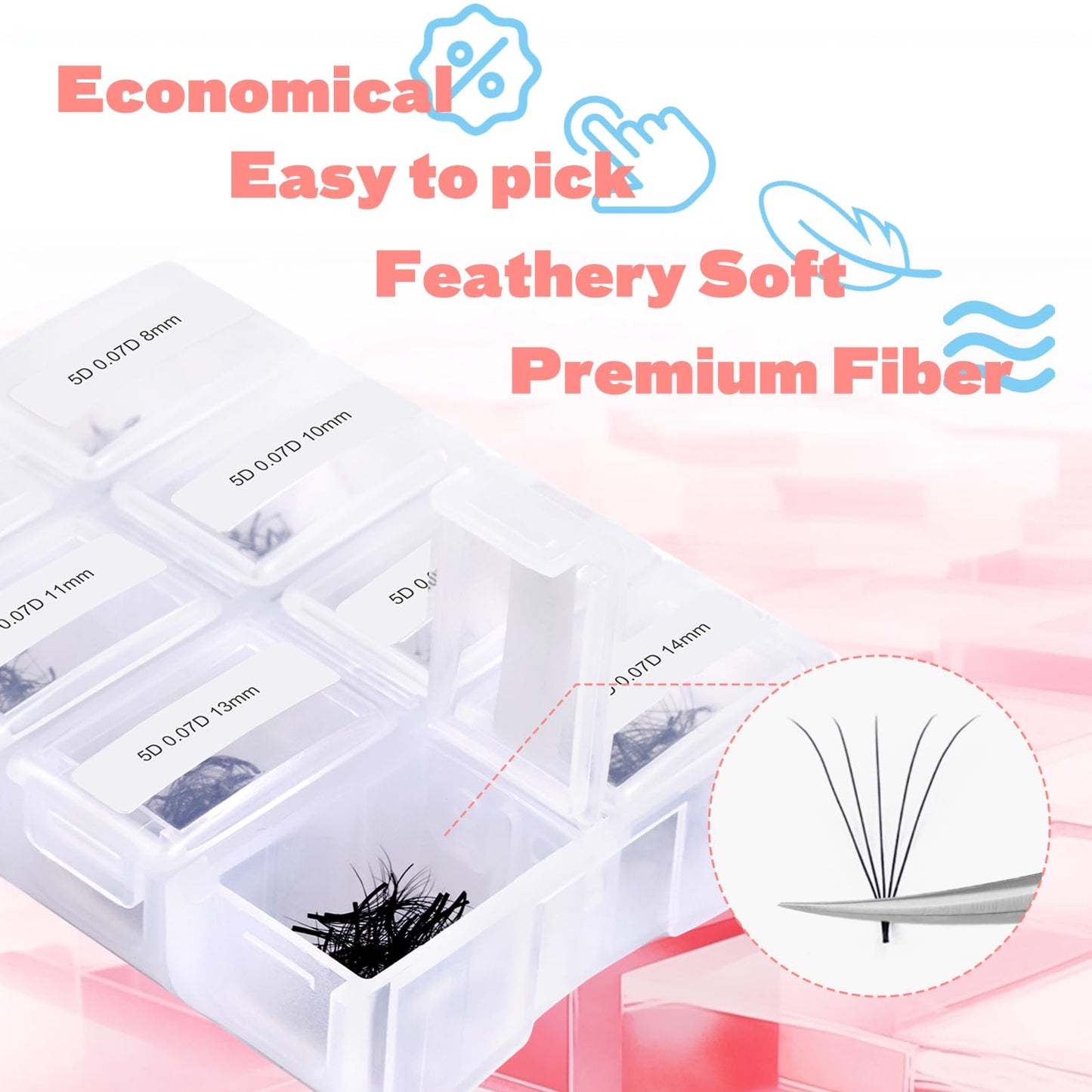 FADLASH 600 Premade Volume Fans Wispy Lash Extensions Natural Look Handmade Lashes Loose Fan Volume Eyelashes Thickness 0.07 D Curl Eyelash Extension Mix Length (5D-0.07D-8-15mm)