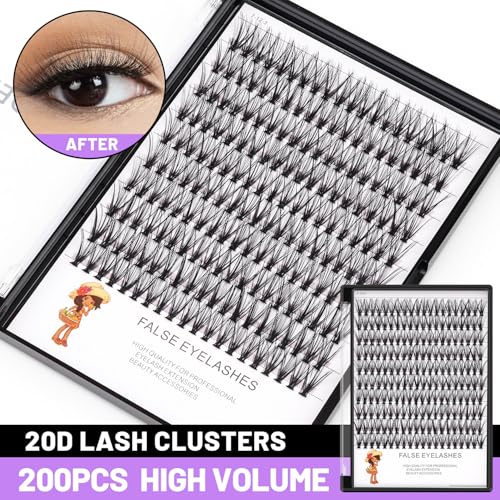 Bodermincer 20D 8-20mm To Choose 8-10-12-14mm MIX/14-16-18-20mm MIX rofessional Makeup Individual Cluster Eyelashes Grafting Fake False Eyelashes Eyelash Extension Individual Eyelash Bunche (20D-15mm)