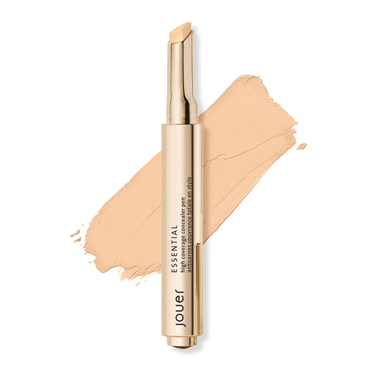 Jouer Essential High Coverage Concealer Pen - Under Eye Concealer for Dark Circles - Brightening Makeup for Eye Circles - Color Corrector Eye Primer with Hyaluronic Acid and Vitamin E