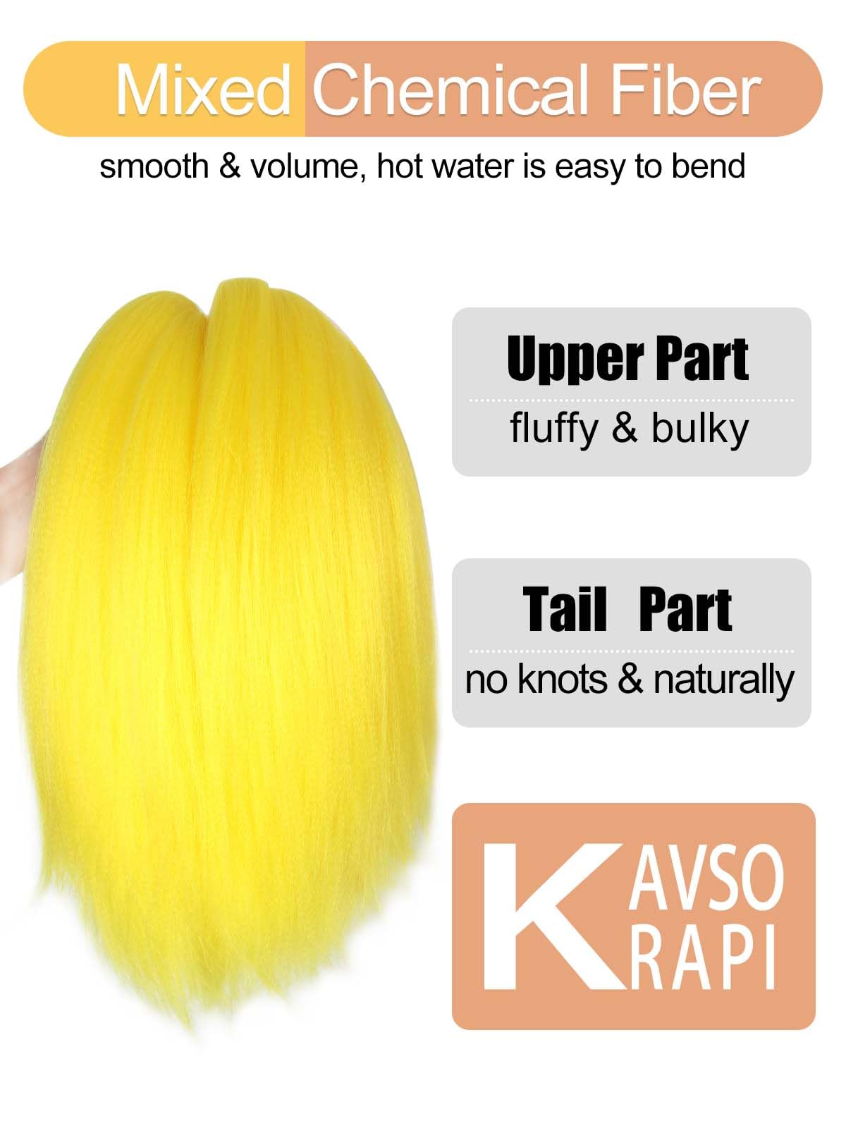 KAVSORAPI Yellow Braiding Hair 12 Inch Pre Stretched Hair Colored Short Straight Crochet Braids Yaki Texture Synthetic Fiber 8 Packs (Yellow)