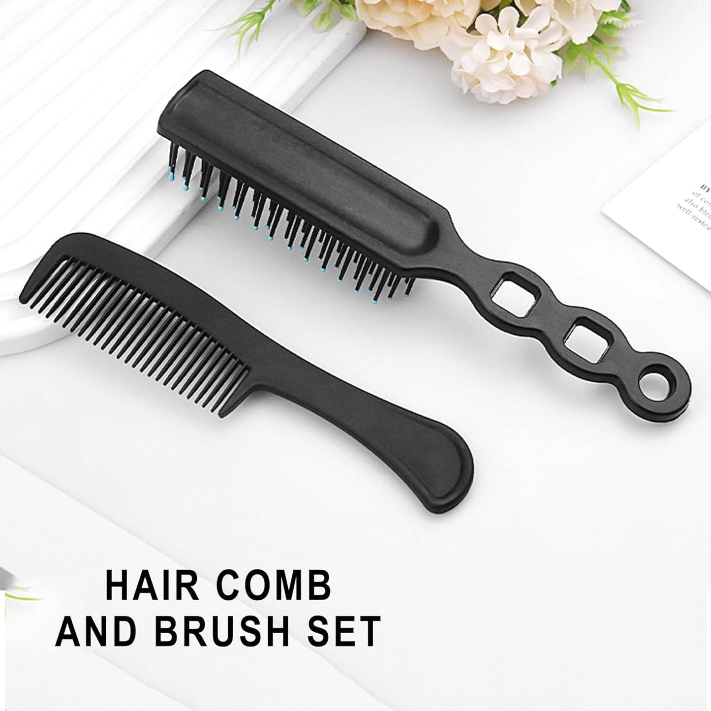 Gisdo 200 Pcs Hair Brush and Comb Set in Bulk for Homeless Individually Wrapped, Bulk Comb Brush Hairbrush for Women Kids Hotel Homeless Charity (Black)