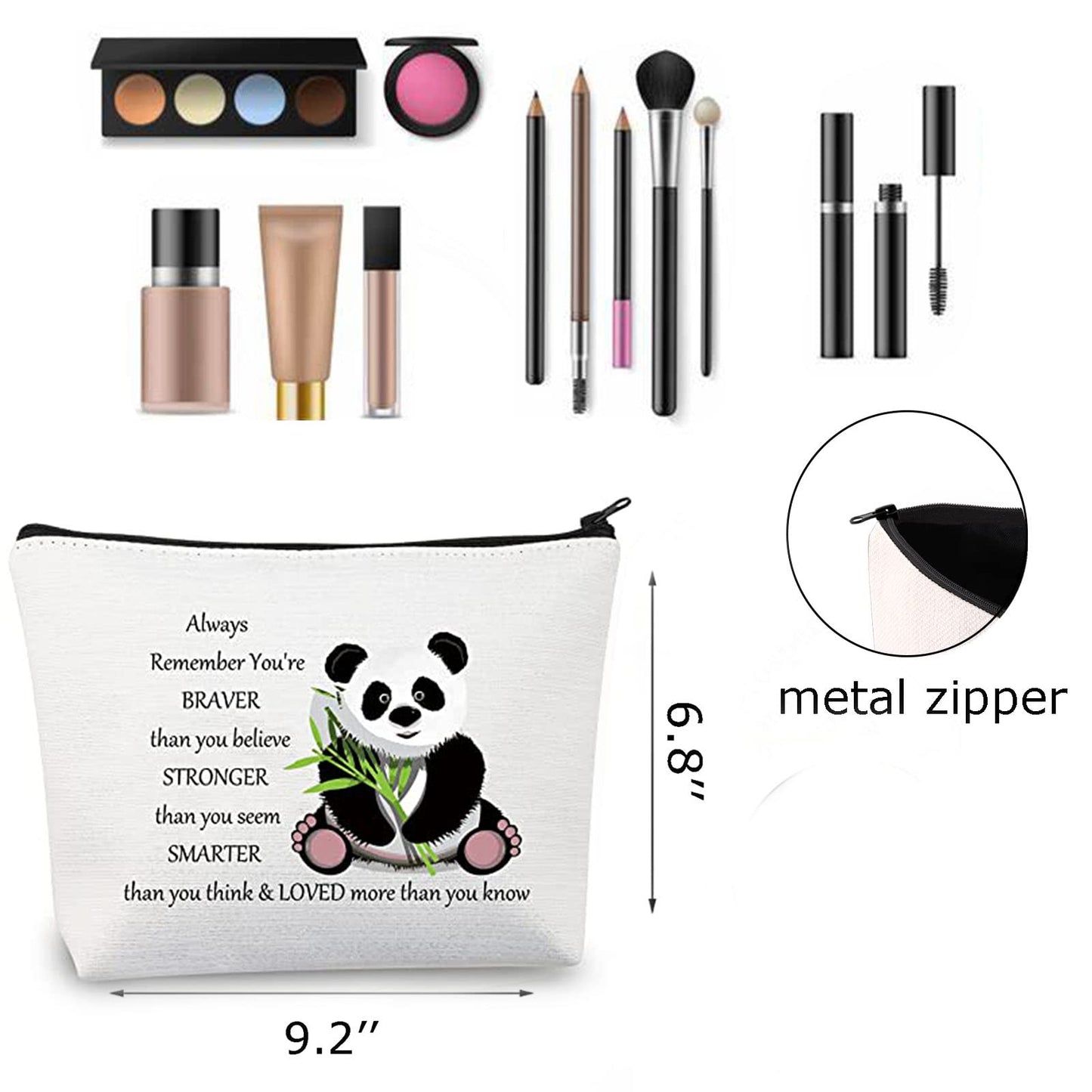 JNIAP Panda Cosmetic Bag Makeup Zipper Pouch Bag Animal Panda Lover Gift for Women Birthday Christmas Day Gift (Panda braver bag)