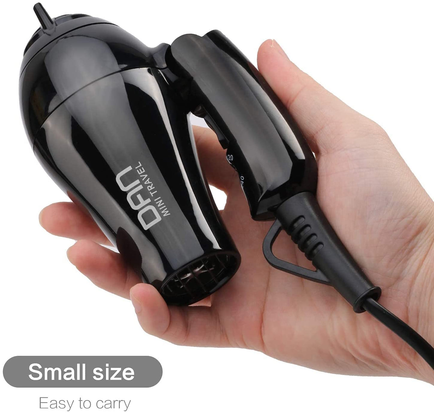 Dan Technology Compact Hair Dryer,Travel Hair Dryer,Portable Mini Blow Dryer with Concentrator&Diffuser,Hair Dryer with European Plug