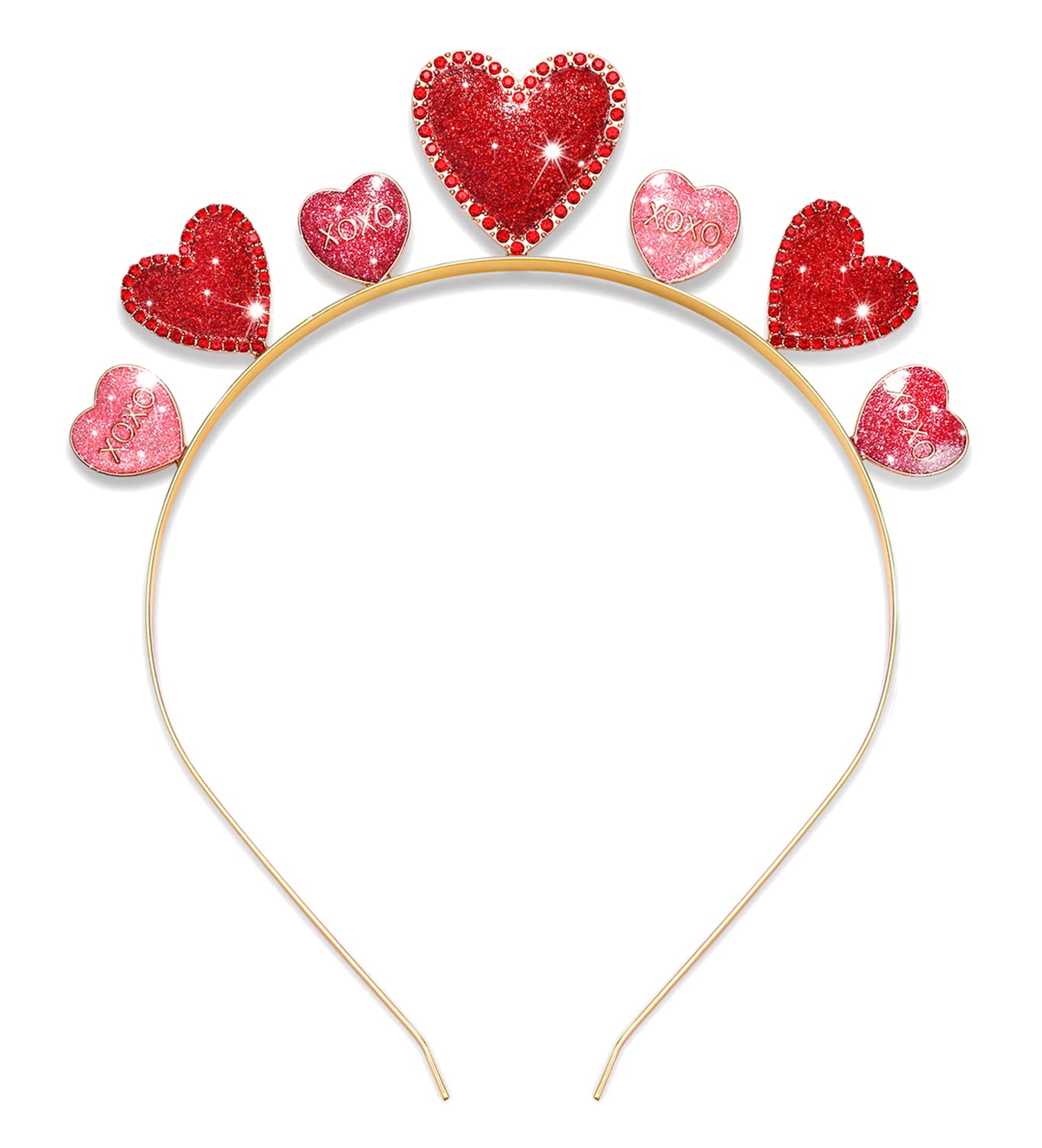 HEIDKRUEGER Valentine's Day Headbands Rhinestone Glitter Love Heart Hairband Sweet XO Heart Hair Hoop Accessories Valentine's Day Gifts