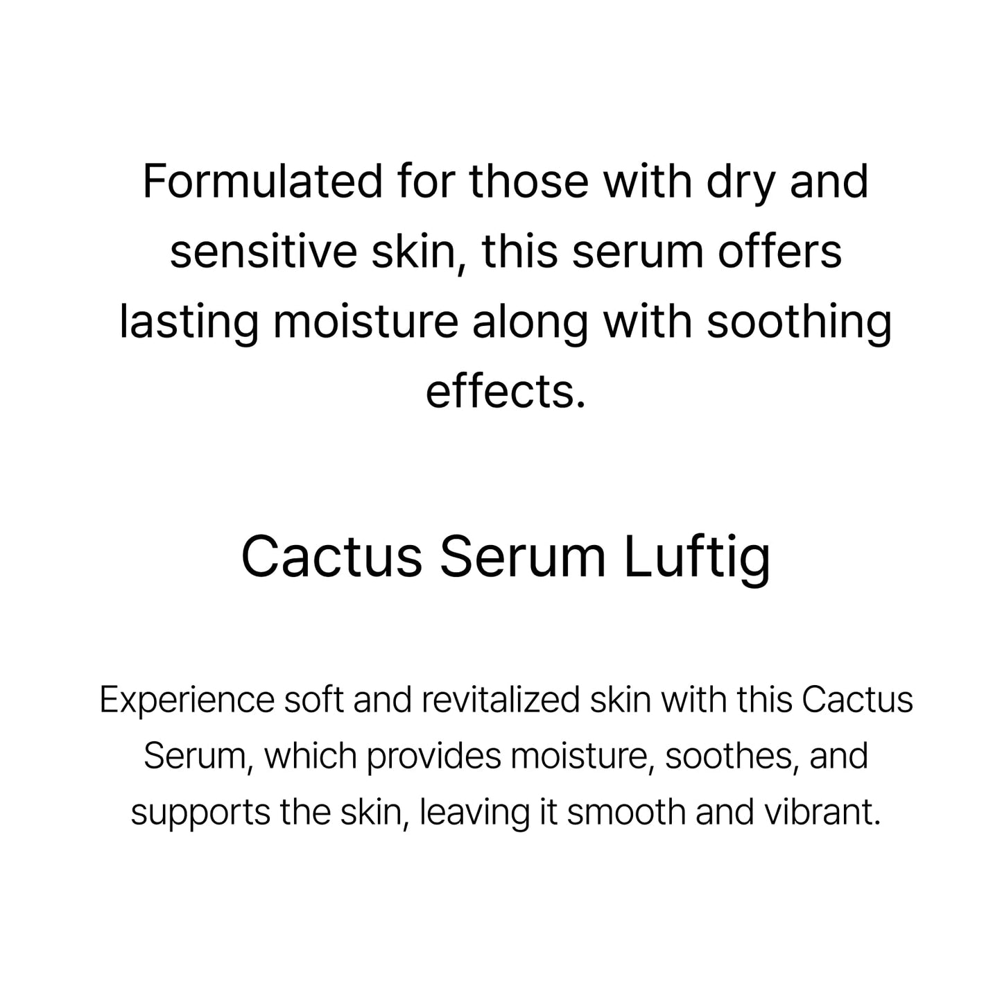 ODELOI Cactus Serum Luftig, Hydration and Moisture Retention for Dry and Sensitive Skin Types, Opuntia Ficus-Indica Extract, Hydrolyzed Hyaluronic Acid, Korean Skincare 1.69 fl.oz.