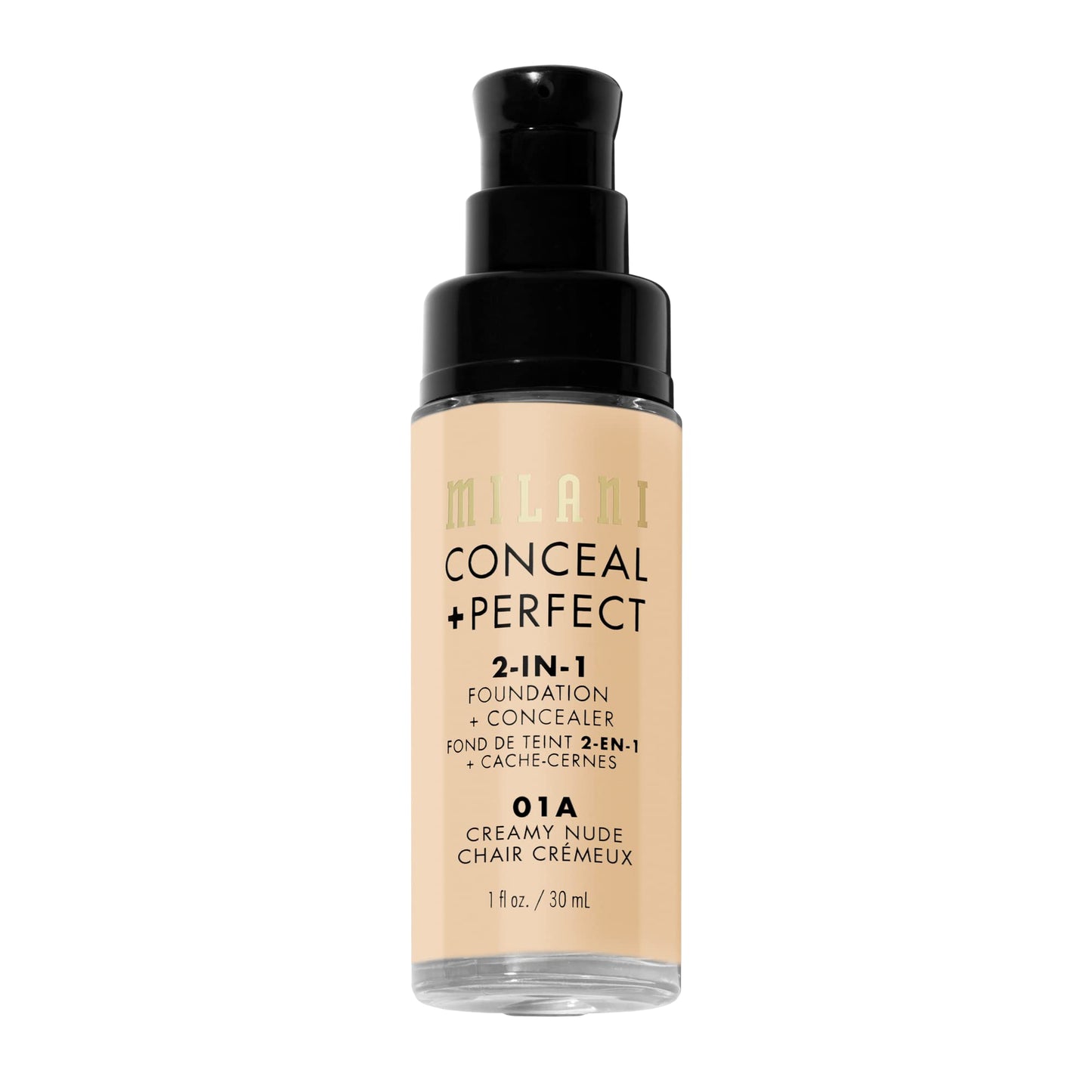 Milani Conceal + Perfect 2-in-1 Foundation + Concealer - Creamy Nude (1 Fl. Oz.) Cruelty-Free Liquid Foundation - Cover Under-Eye Circles, Blemishes & Skin Discoloration for a Flawless Complexion