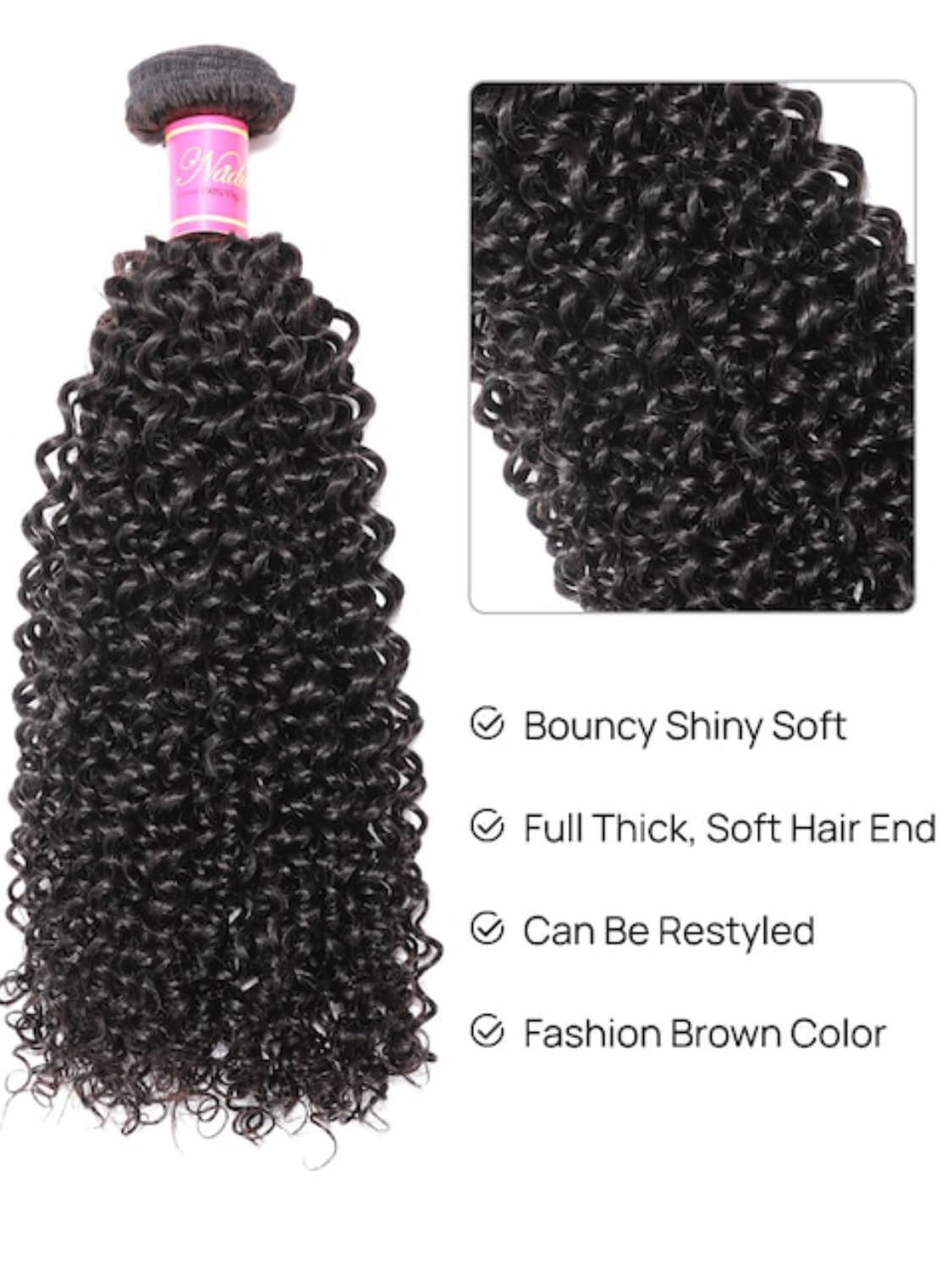 Nadula Hair Malaysian Curly Human Hair Weave 1 Bundles 16 inches, 100% Unprocessed Virgin Jerry Curly Human Hair Weft Extensions for Women Natural Color