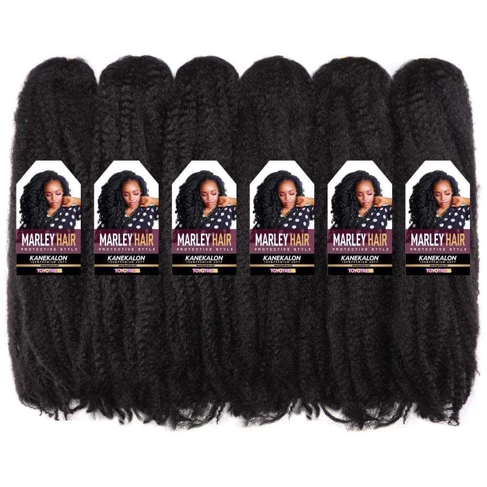 Toyotress Marley Twist Braiding Hair - 20 Inch Dark Brown Long Marley Hair For Faux Locs, Afro Kinky Curly Marley Twist Crochet Hair Synthetic Crochet Braids (20 Inch, 2-6P)