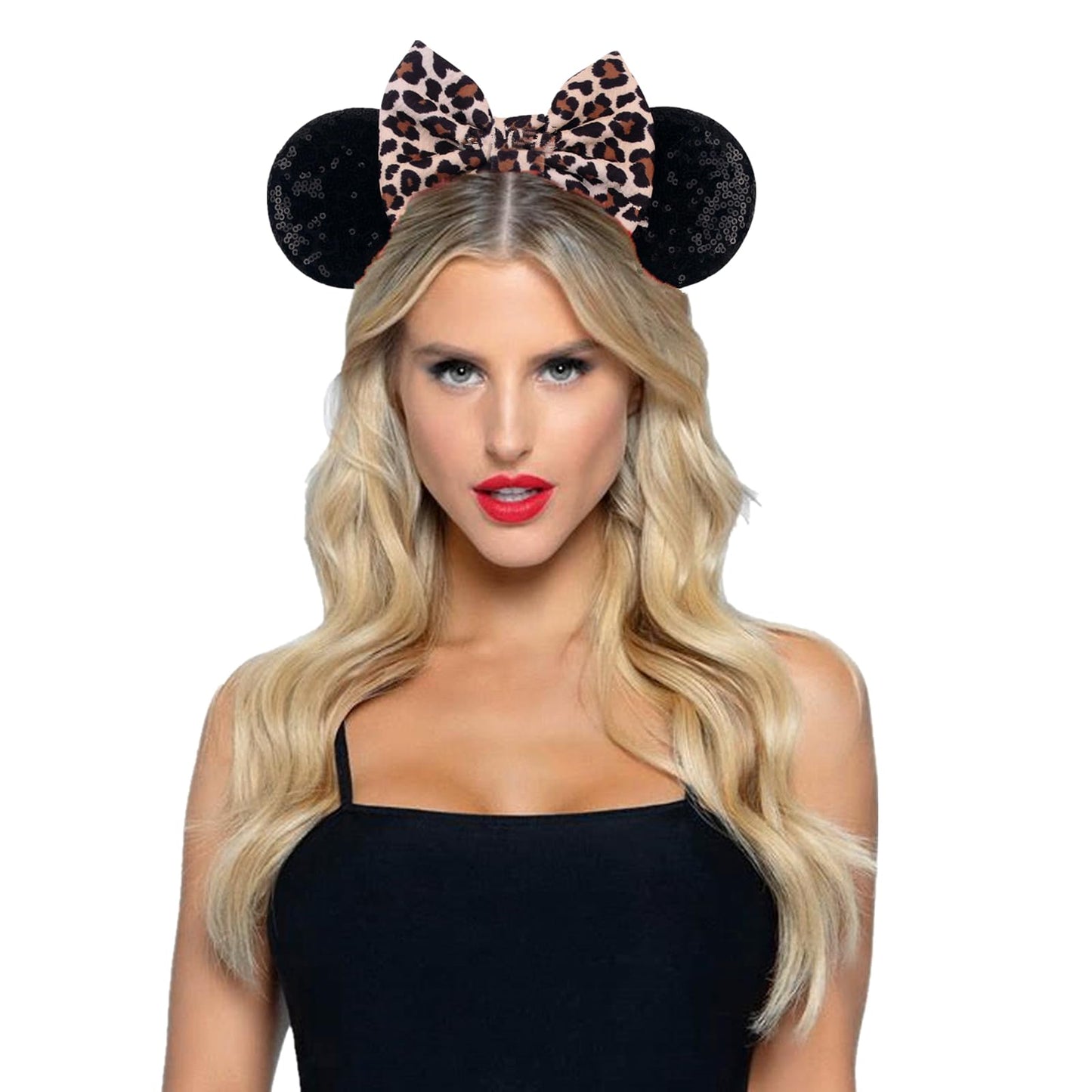 JOYFISCO Mouse Ears Headbands Shiny Bow Mouse Ears Headband Glitter Party Princess Decoration Cosplay Costume for Women Girls