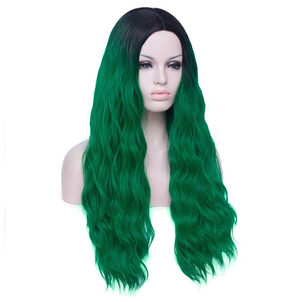 Mildiso Green Wigs for Women 26" Long Ombre Green Hair Wig Curly Wavy Cute Soft Wigs for St Patricks Day Party M109GR