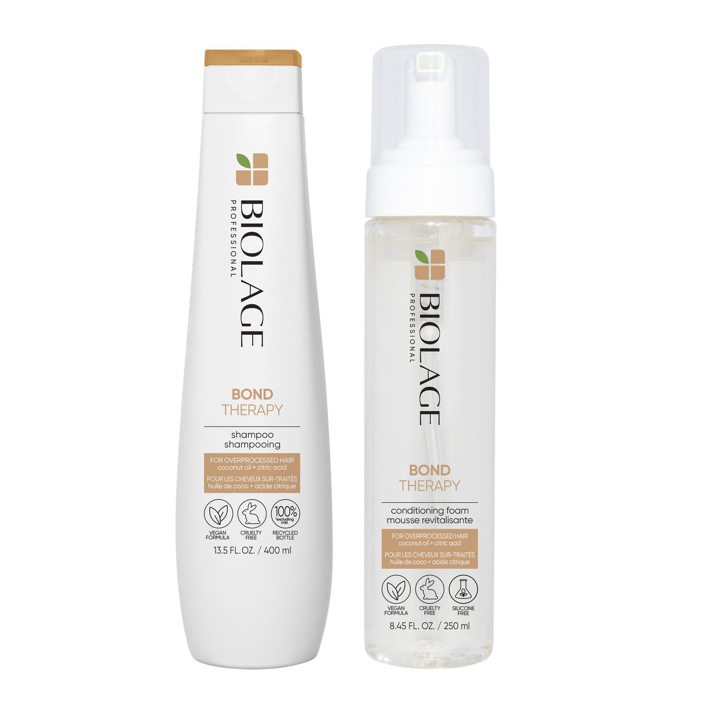 Biolage Bond Therapy Shampoo & Conditioning Foam Set | Builds Bonds & Reduces Breakage | Paraben & Sulfate-Free | Vegan | Cruelty-Free | Bonding