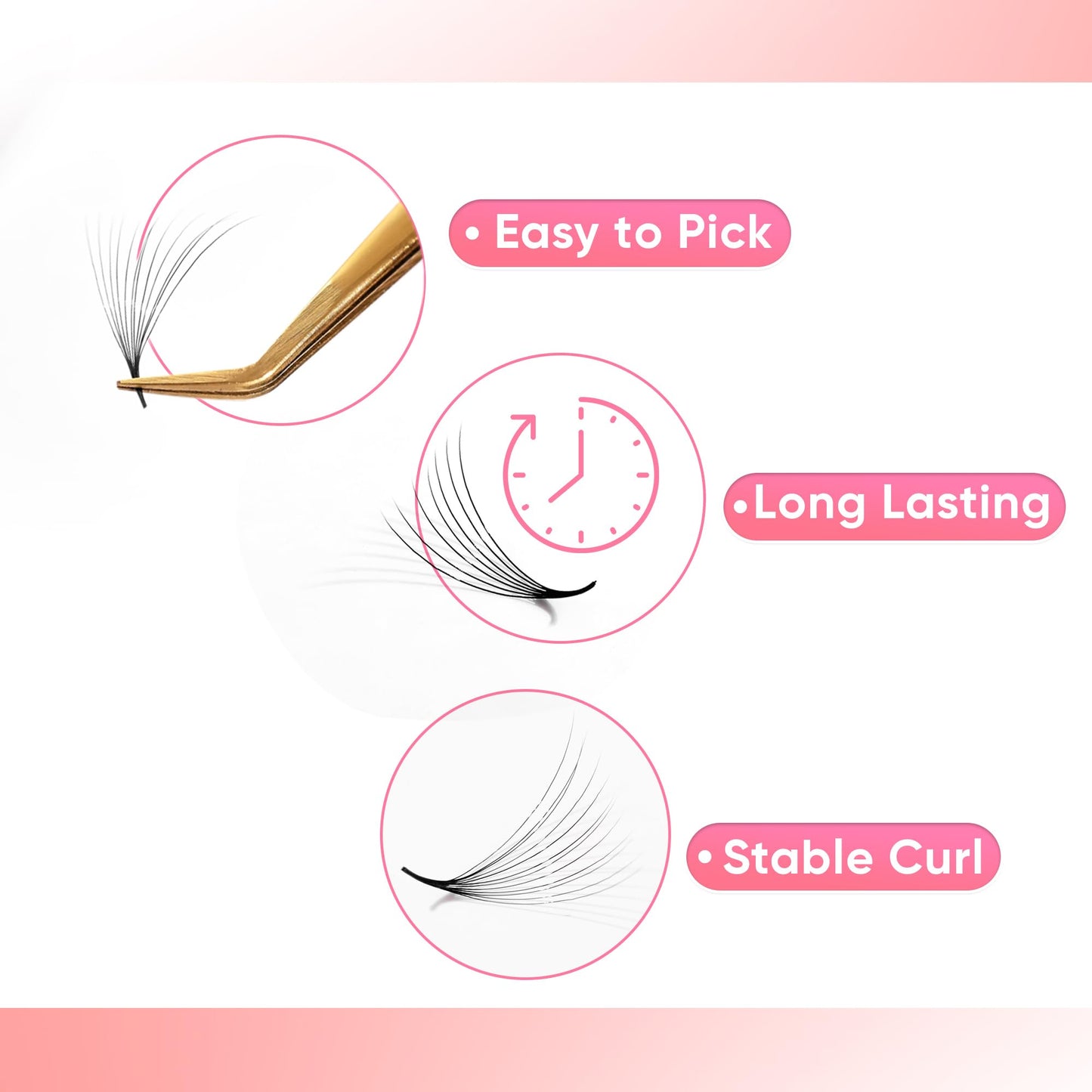 GLAMOREYELASH 750 Promade Fans Loose Mix, Natural Eyelashes Extensions 3D-16D, Handmade Individual Lashes 0.03/0.05/0.07mm Thickness, C CC D, 8-16mm Length for Fluffy Eyelash Cluster (7D-0.05-C, 14-15-16mm)