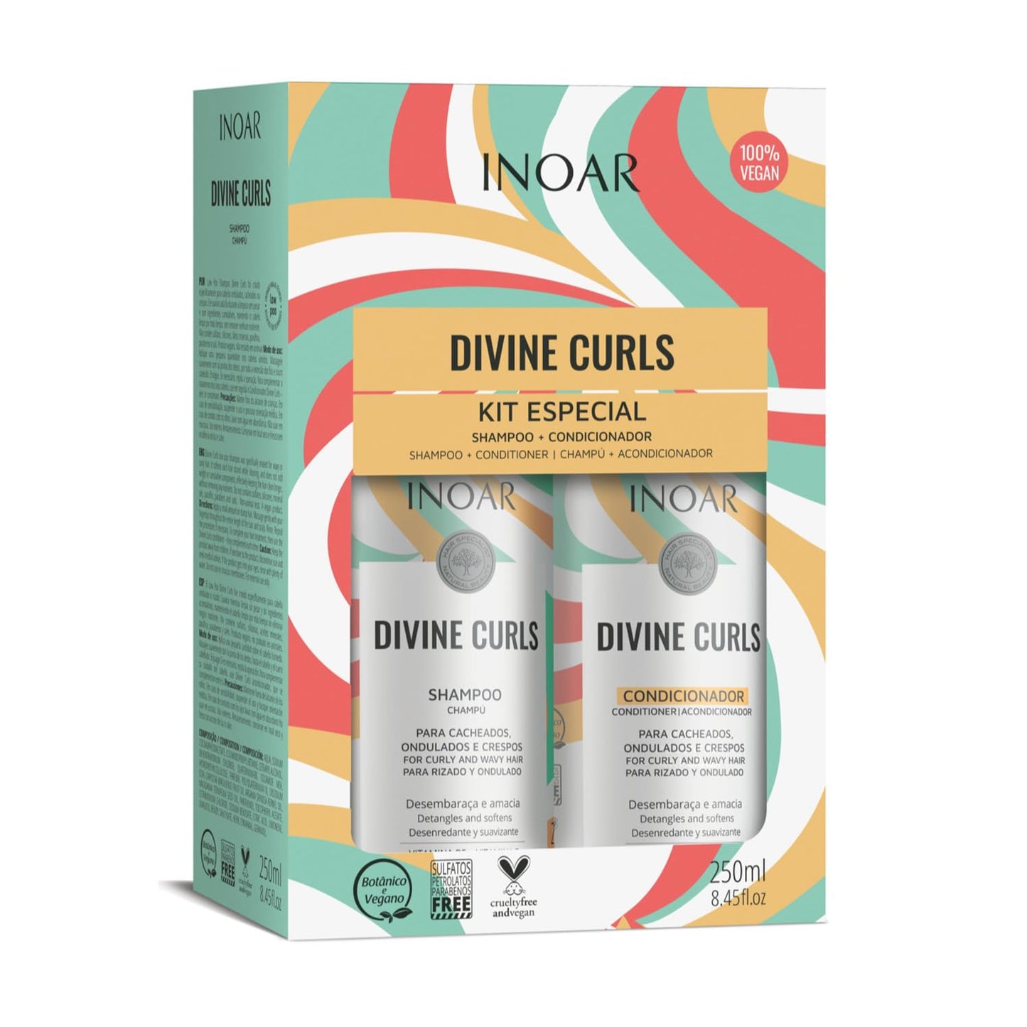 Shampoo and Conditioner - Duo Divine Curls Hair Care Set - Curly Hair Products - 250ml x 2 - Inoar