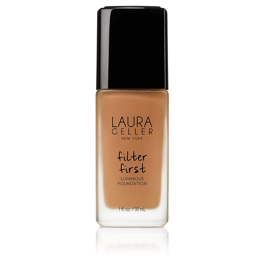 LAURA GELLER NEW YORK Filter First Luminous Liquid Makeup Foundation, Lightweight, Medium to Full Coverage, Non-Settling Formula, Cognac, 1 Fl Oz