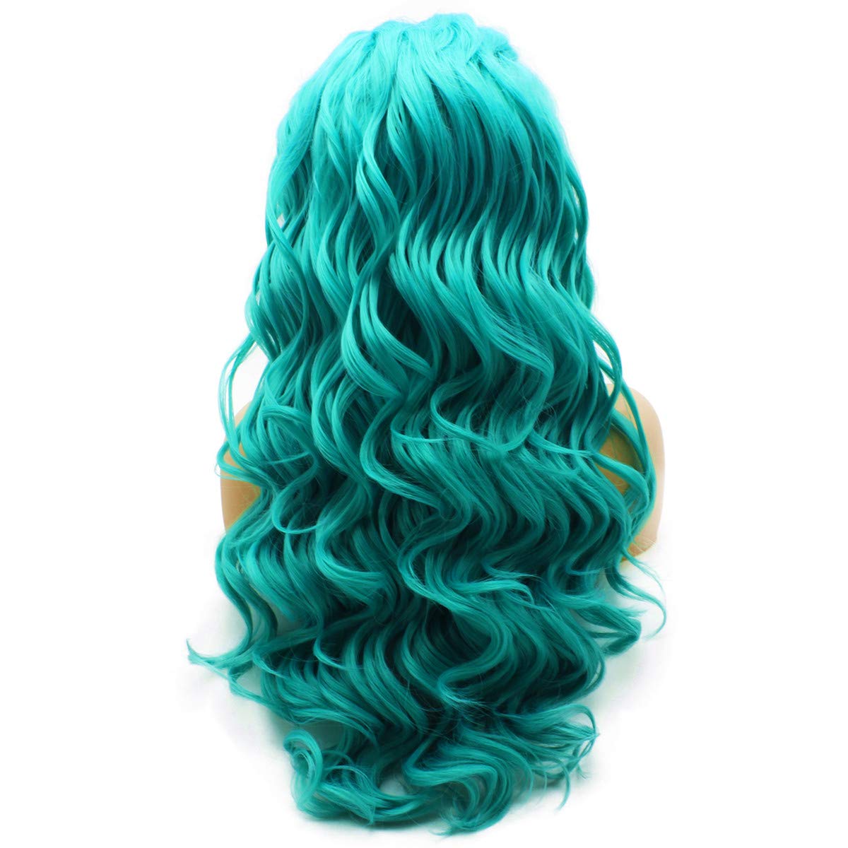 Iewig Long Wavy Blue Synthetic Lace Front Wig Heat Resistant Fiber Hair