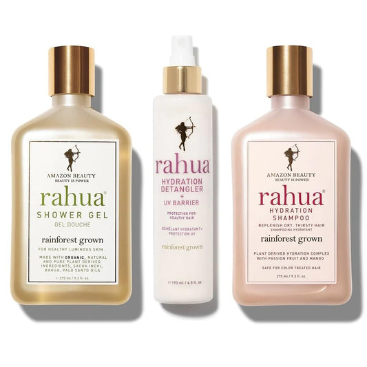 Rahua ShowerEssentials-Hydration Set Hydration Shampoo 9.3 Fl Oz, Hydration Detangler + UV Barrier, 6.5 Fl Oz, Shower Gel, 9.3 Fl Oz.