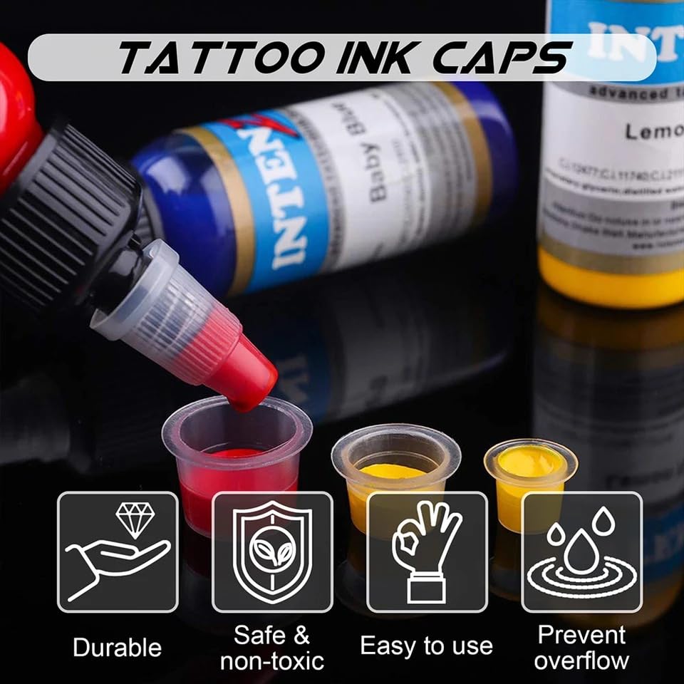 3MM Tattoo Skin Practice Kit - Yuelong 3PCS Fake Skin with 1000pcs Ink Caps Kit 3MM tattoo Skins 8x12" Blank Double Sides Tattoo Practice Kit Soft Silicone Pads for Tattoo Artist Supplies