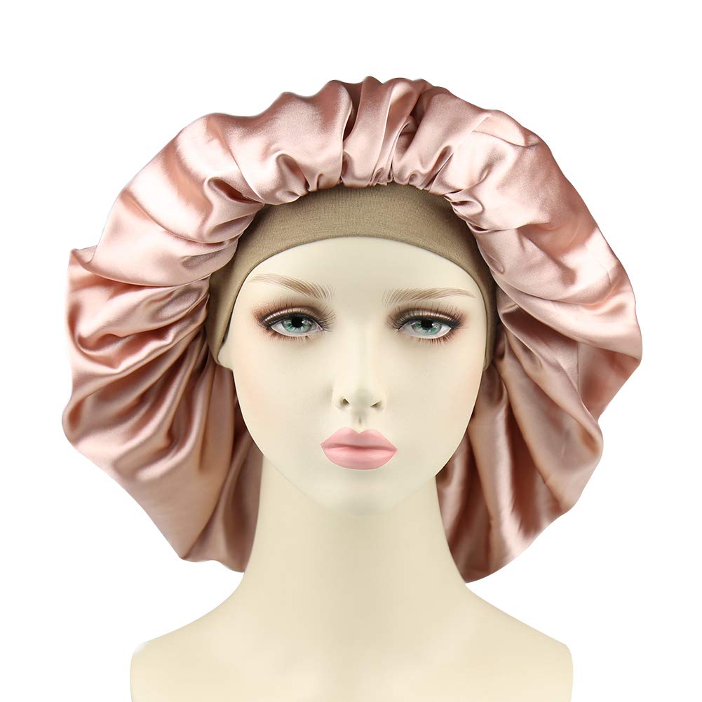 Night Cap Satin Hair Bonnet Sleeping Hat for Women Coral Red